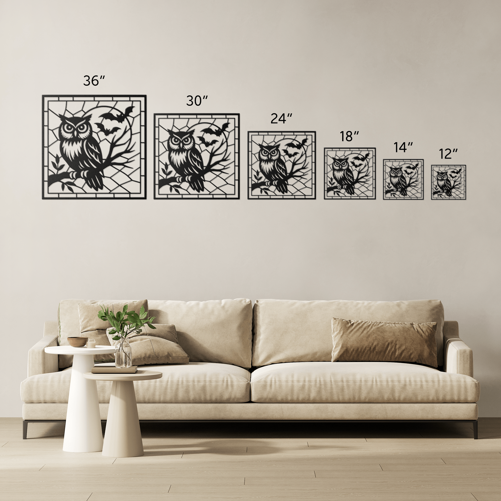 Owl in the Moon Mosaic Metal Sign - Cool Metal Signs