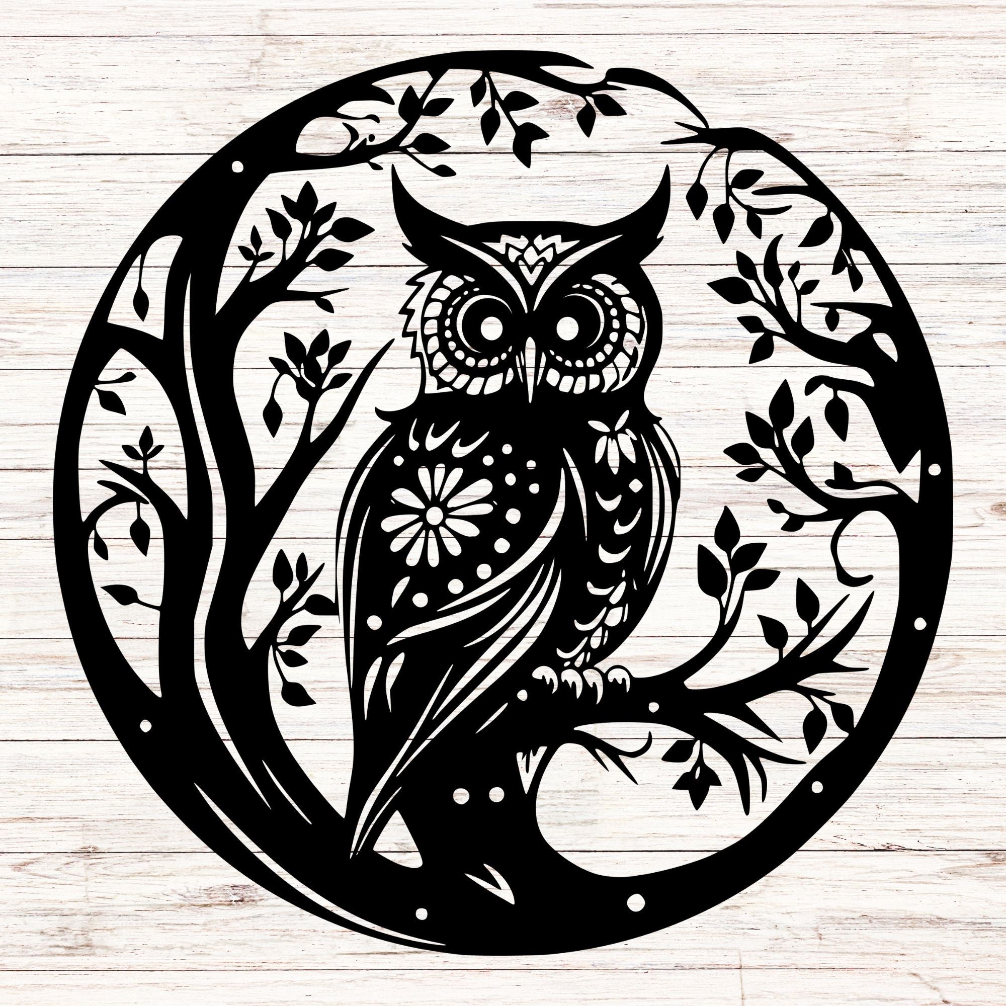 Owl In the Tree Sign - Cool Metal Signs