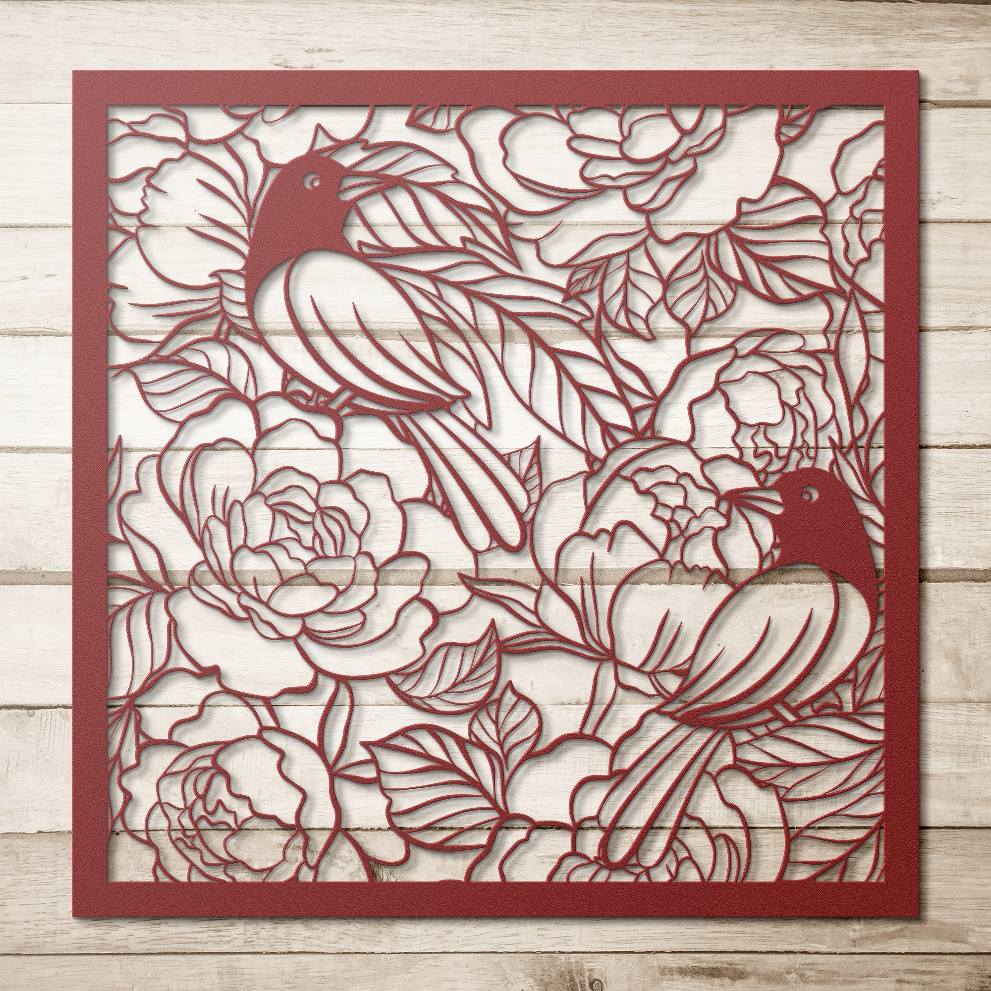 Peony & Bird Wall Art - Cool Metal Signs