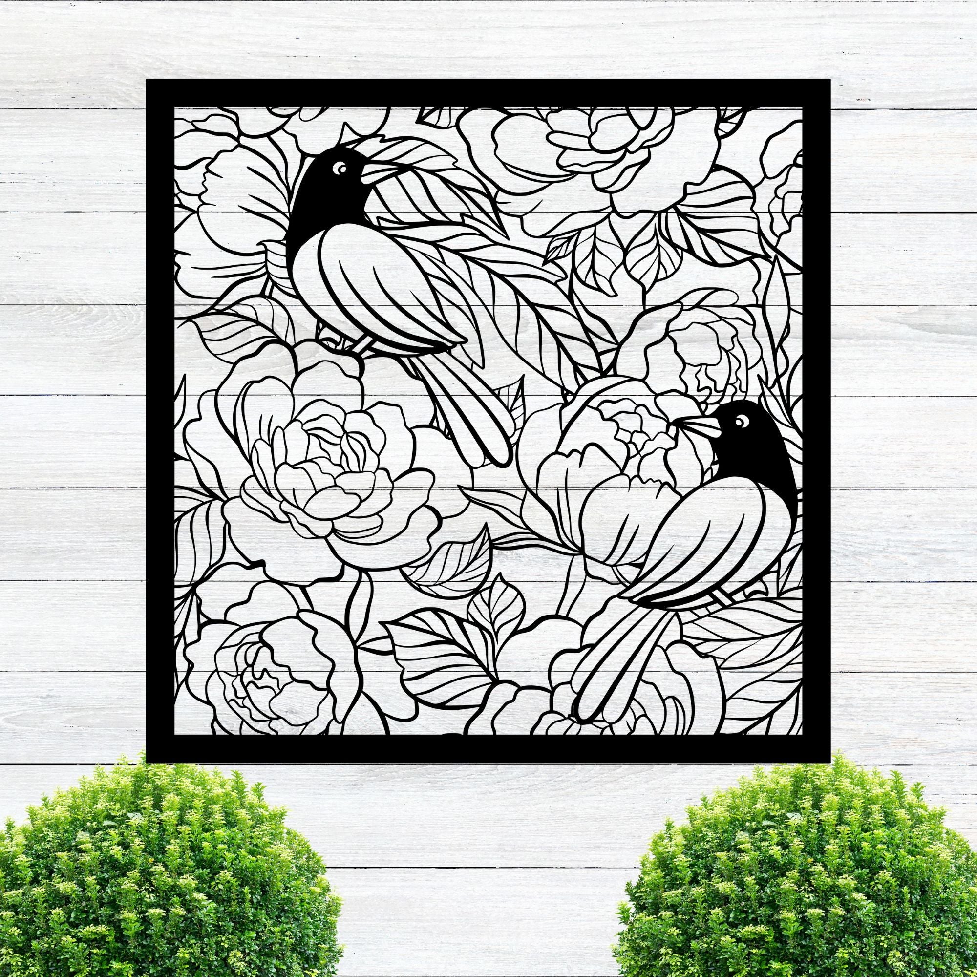 Peony & Bird Wall Art - Cool Metal Signs