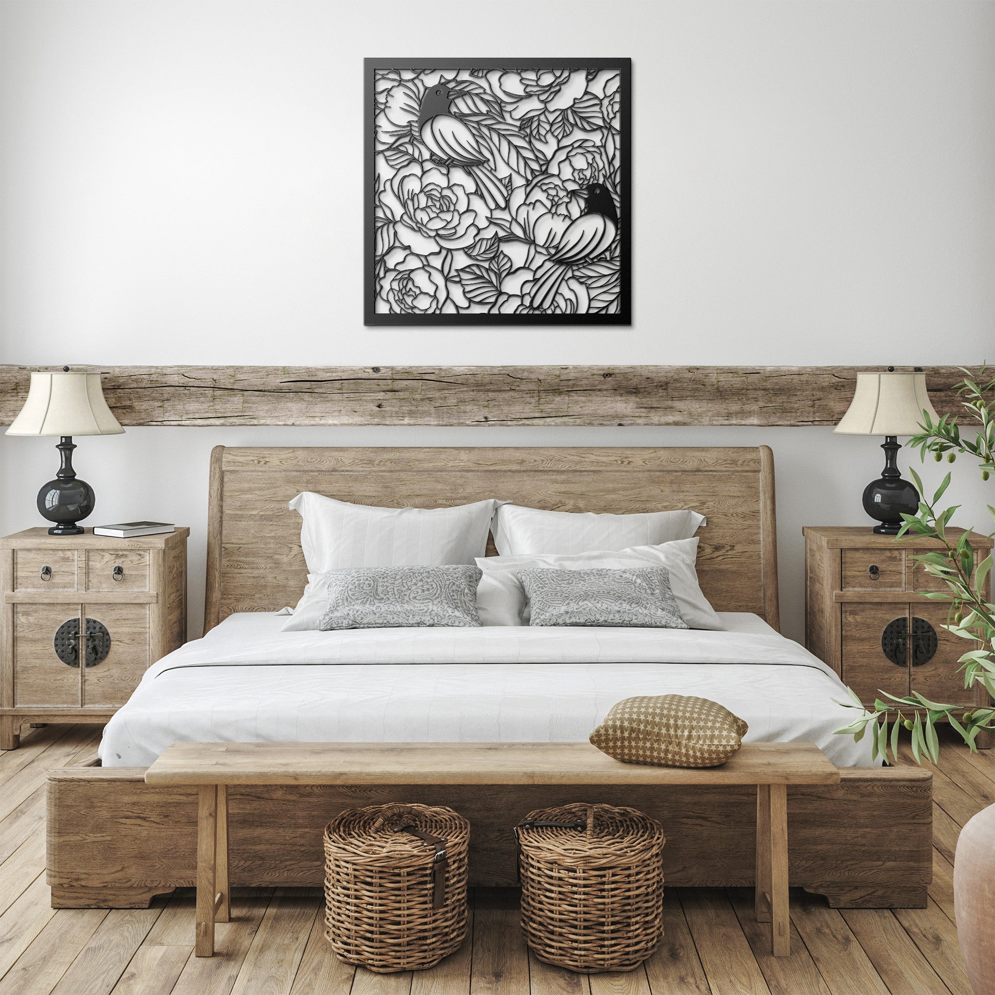 Peony & Bird Wall Art - Cool Metal Signs