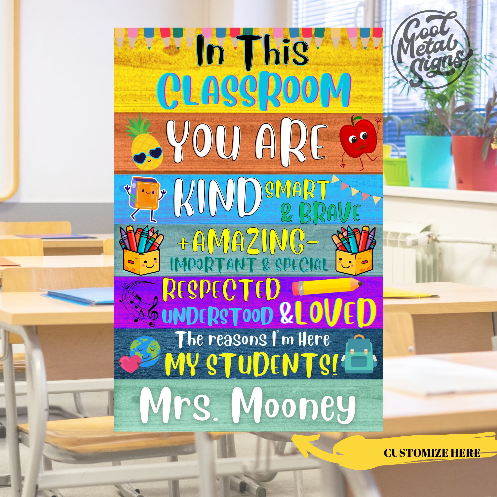 Personalized Classroom Metal Sign - Cool Metal Signs
