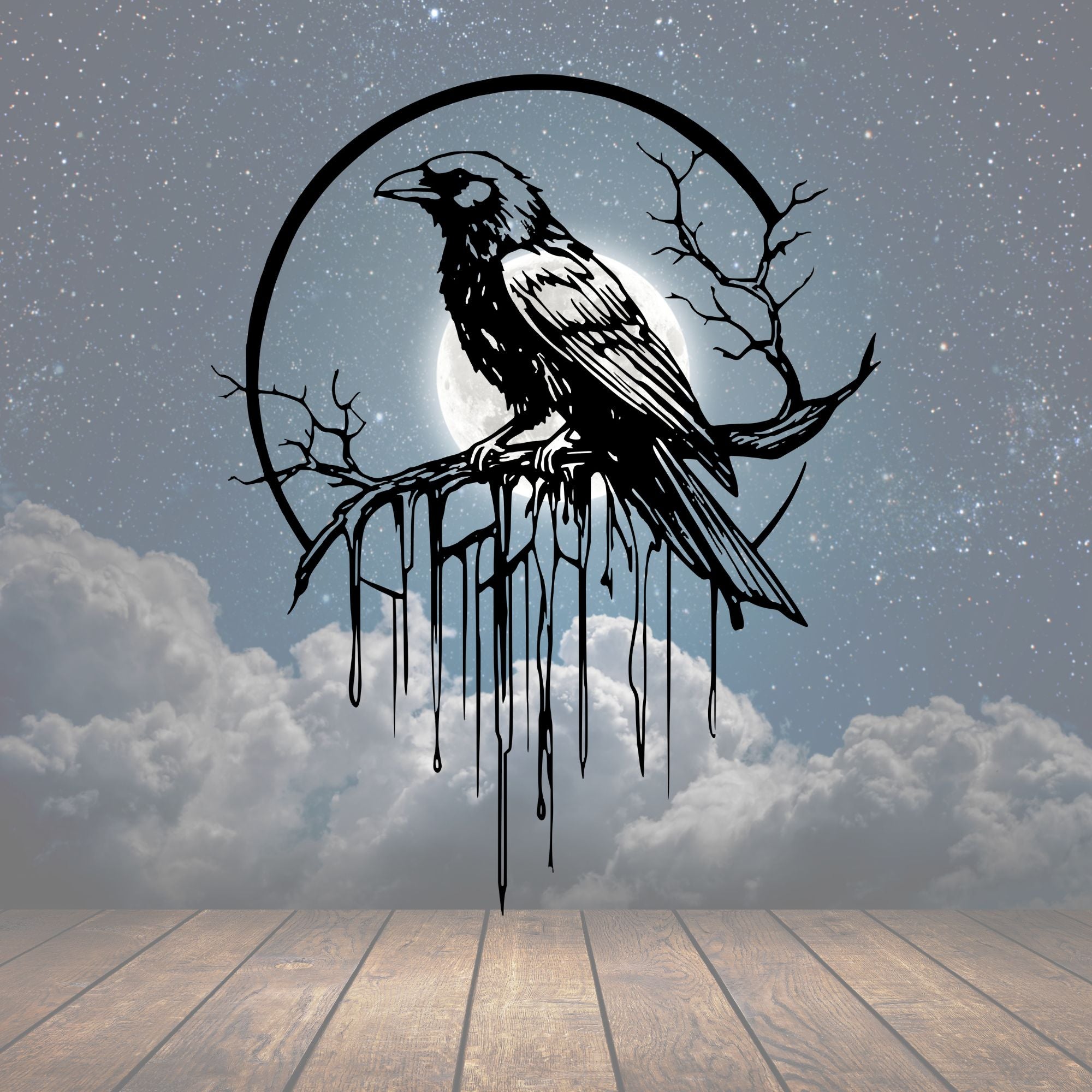 Raven Moon 2 Metal Sign - Cool Metal Signs