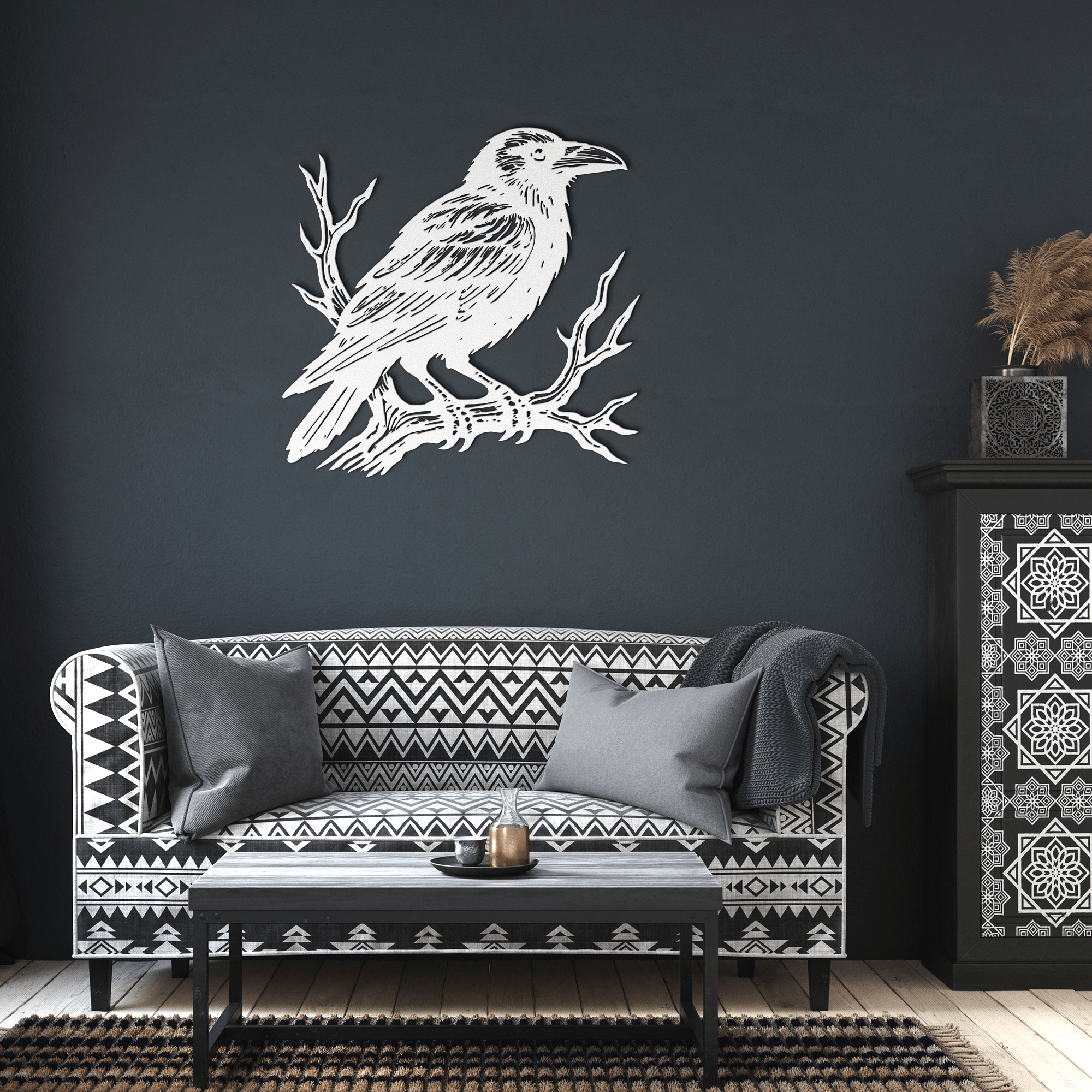 Raven on a Branch Sign - Cool Metal Signs