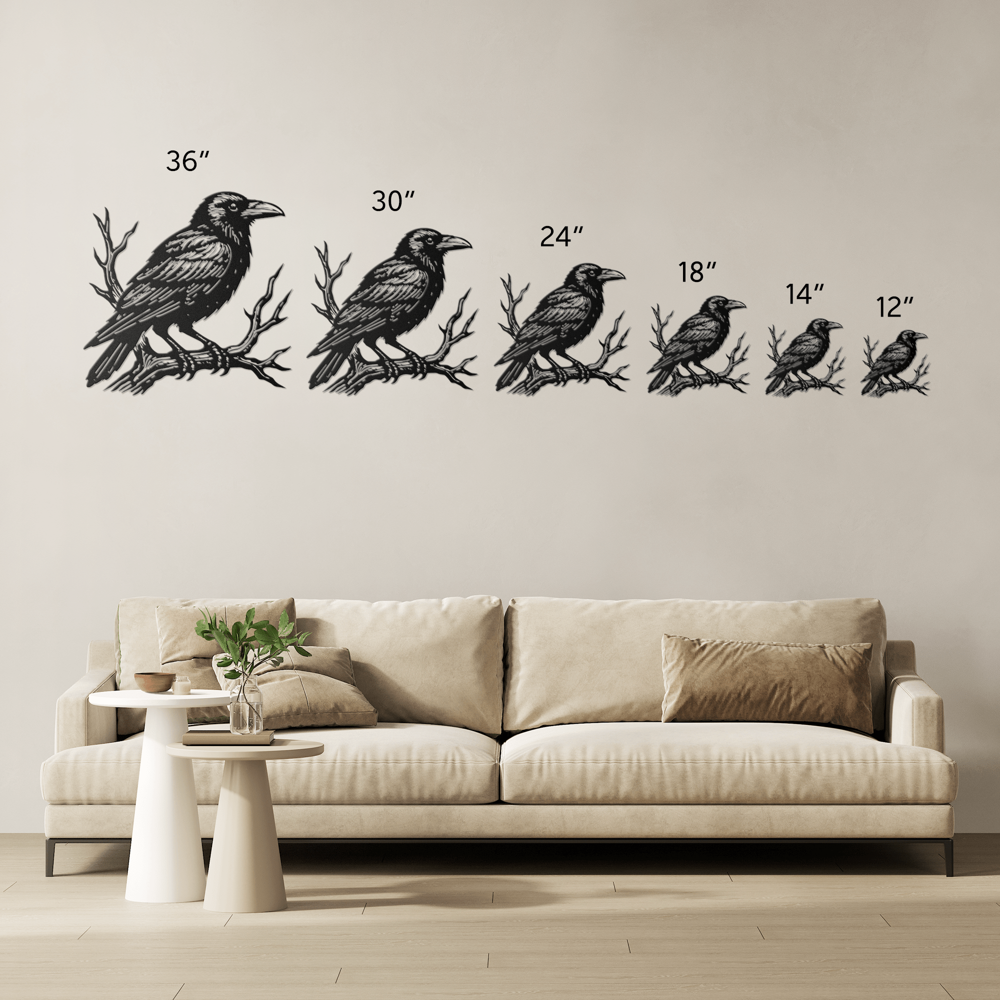 Raven on a Branch Sign - Cool Metal Signs