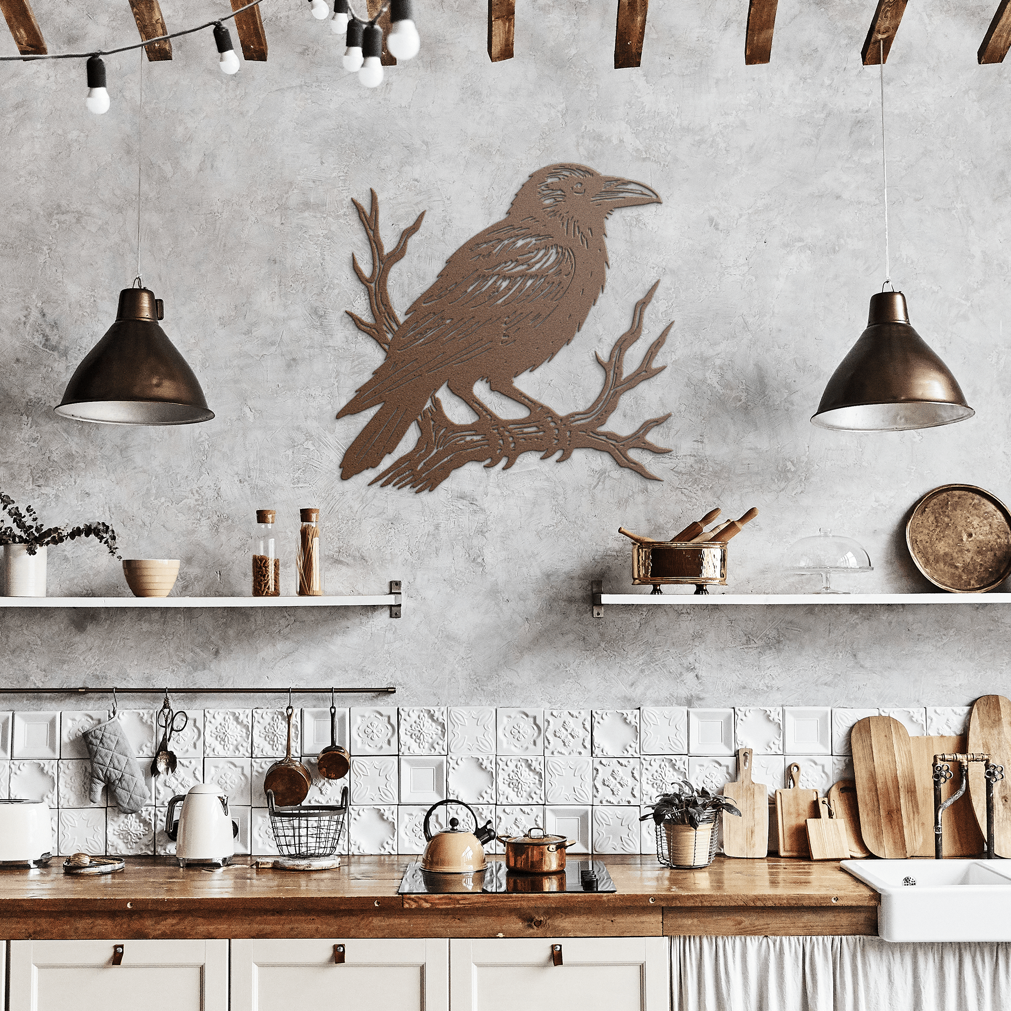 Raven on a Branch Sign - Cool Metal Signs