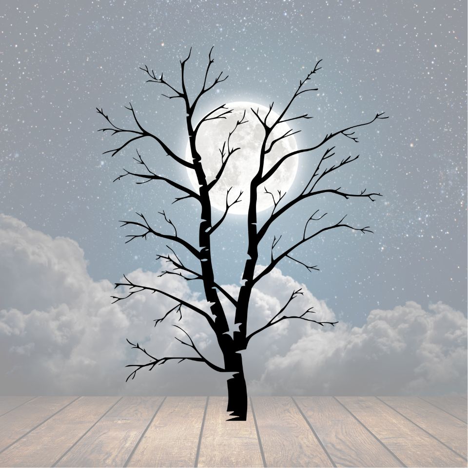 Single Bare Tree Metal Sign - Cool Metal Signs