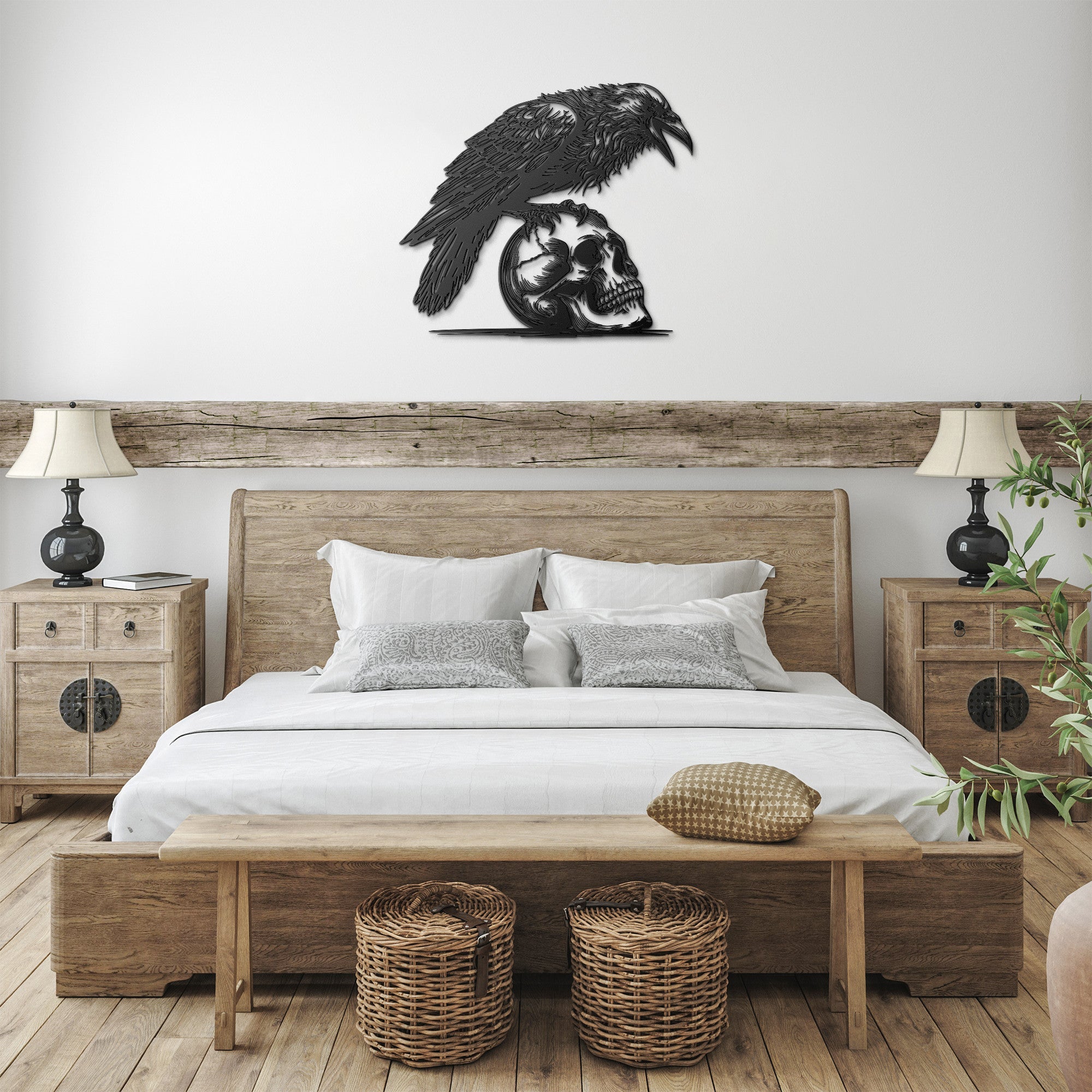 Skull and Crow Metal Sign - Cool Metal Signs