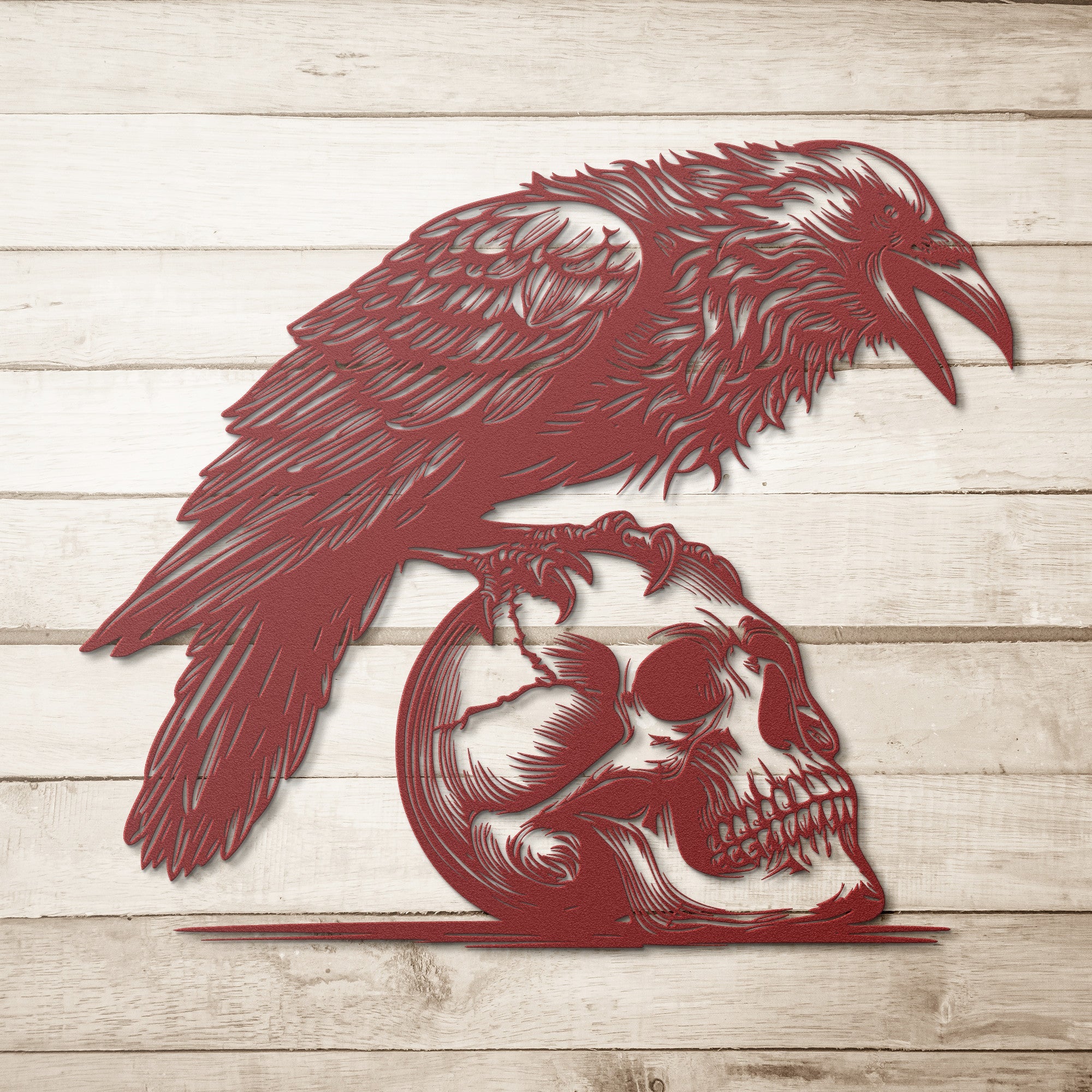 Skull and Crow Metal Sign - Cool Metal Signs