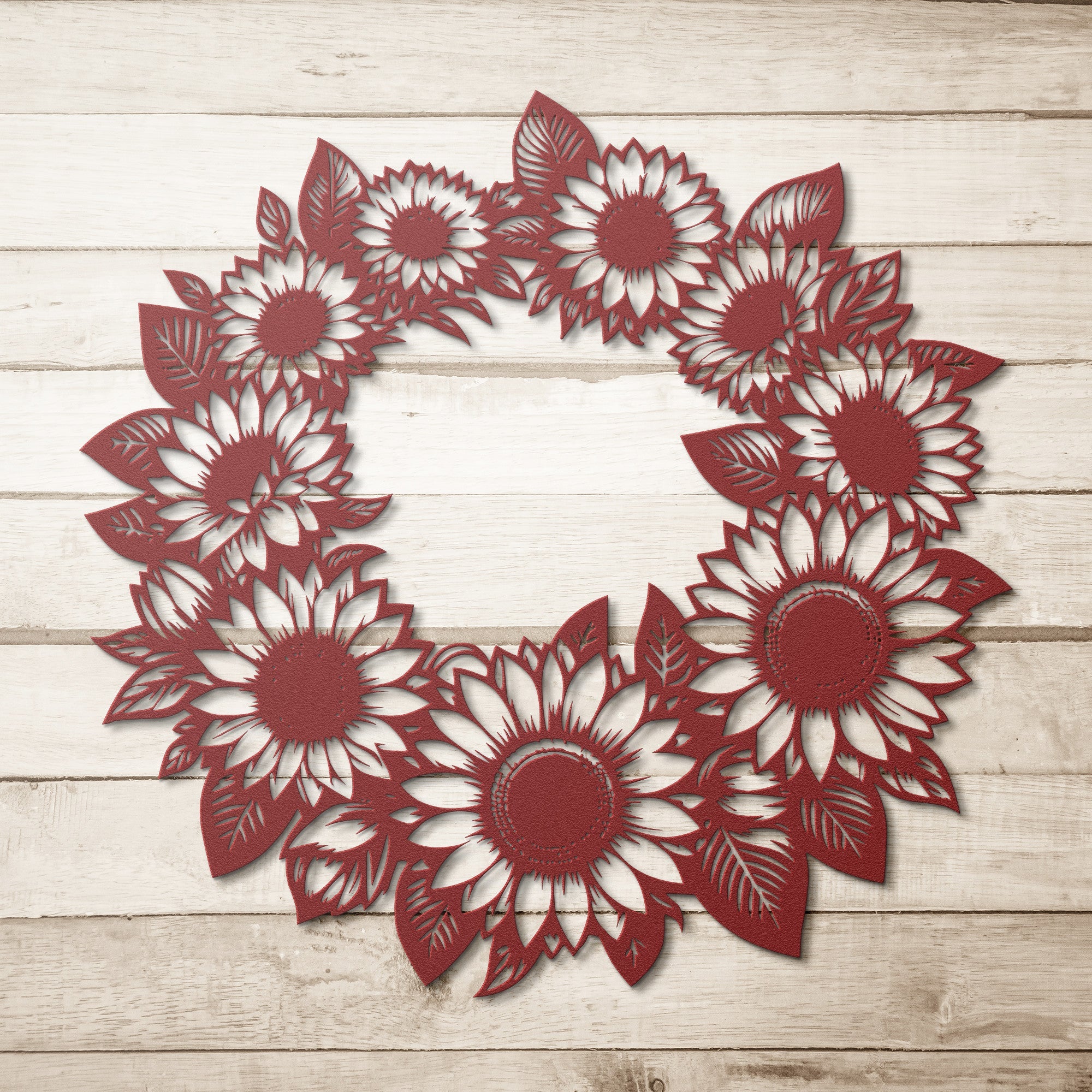 Sunflower Wreath Sign - Cool Metal Signs