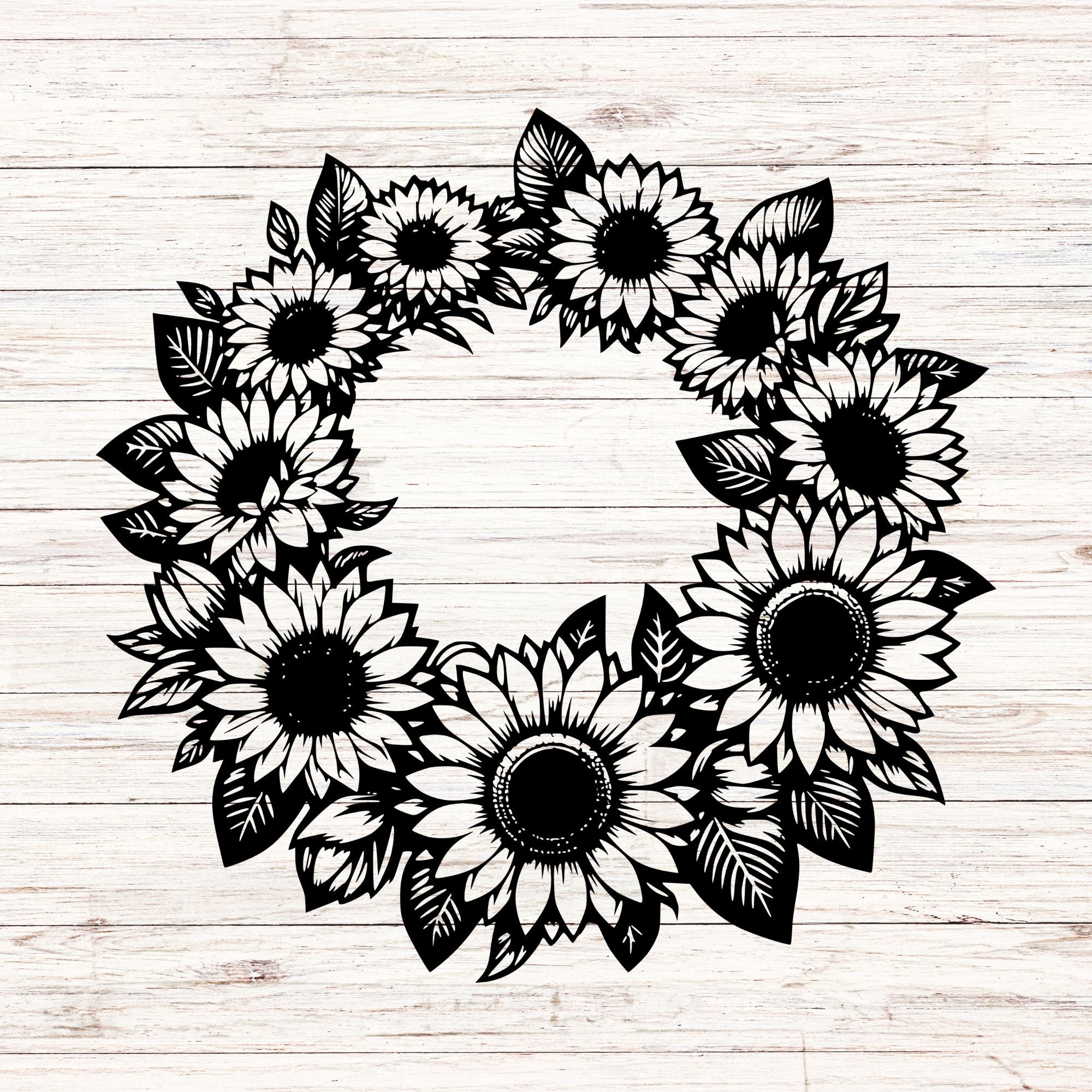 Sunflower Wreath Sign - Cool Metal Signs