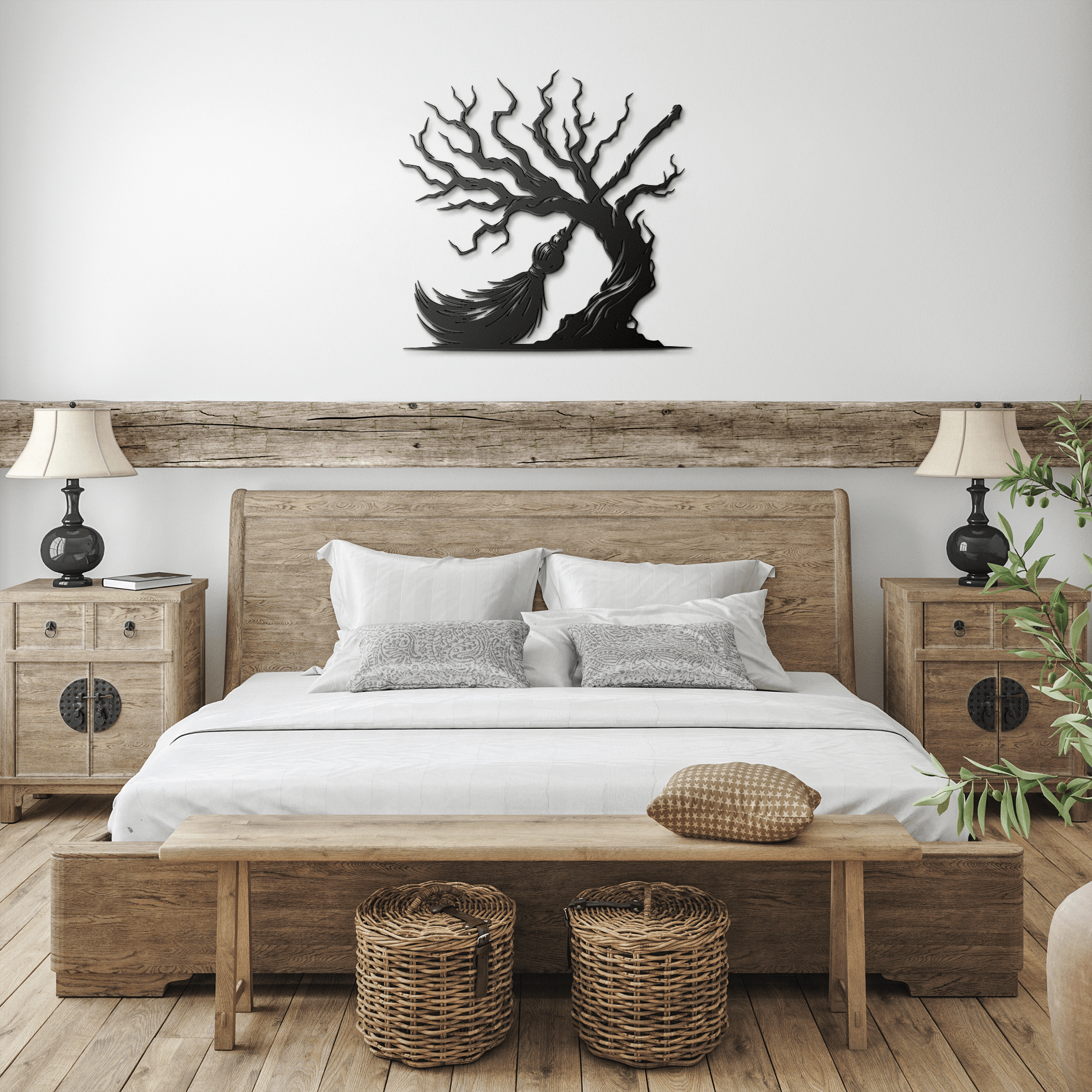 Witchy Broom Tree Metal Sign - Cool Metal Signs