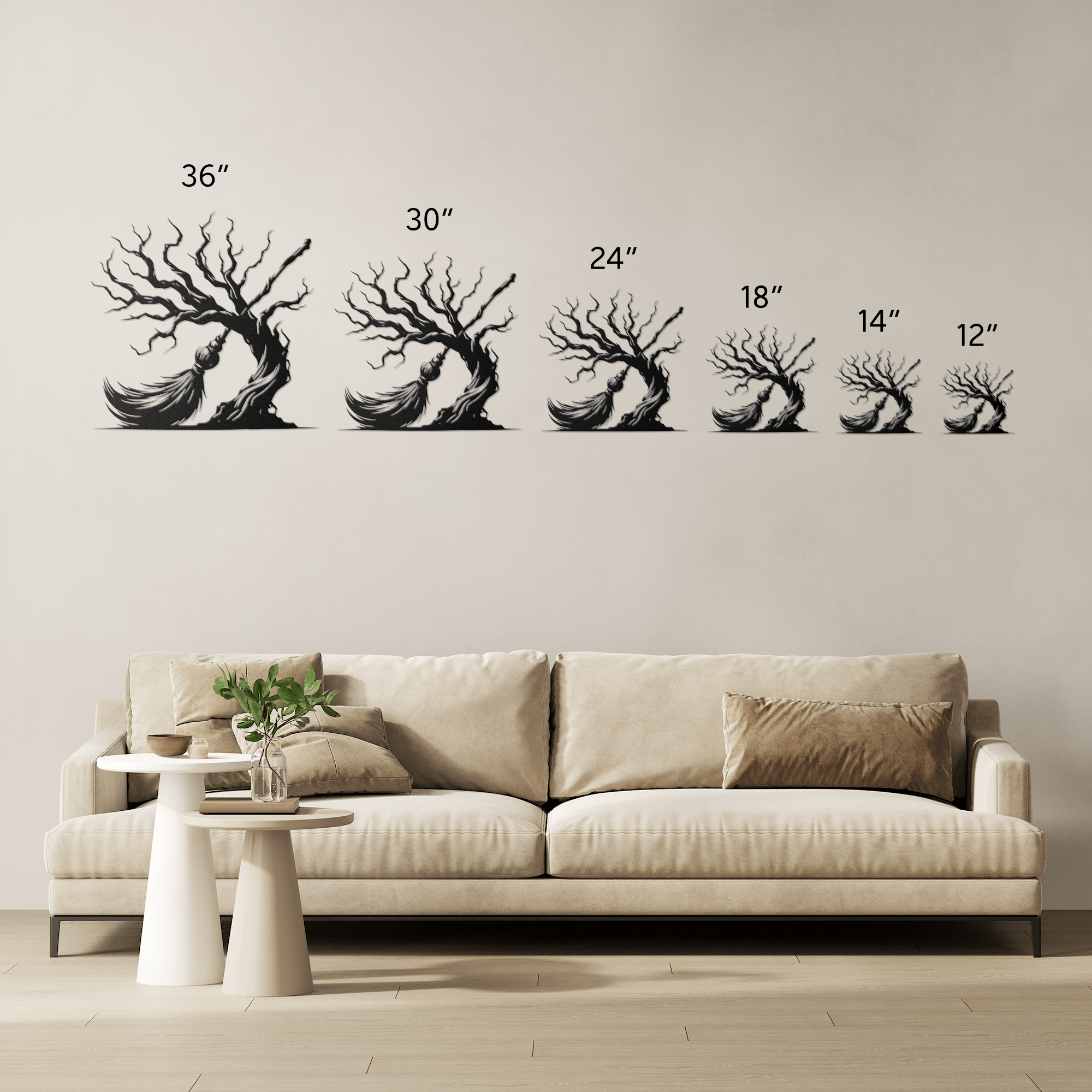 Witchy Broom Tree Metal Sign - Cool Metal Signs
