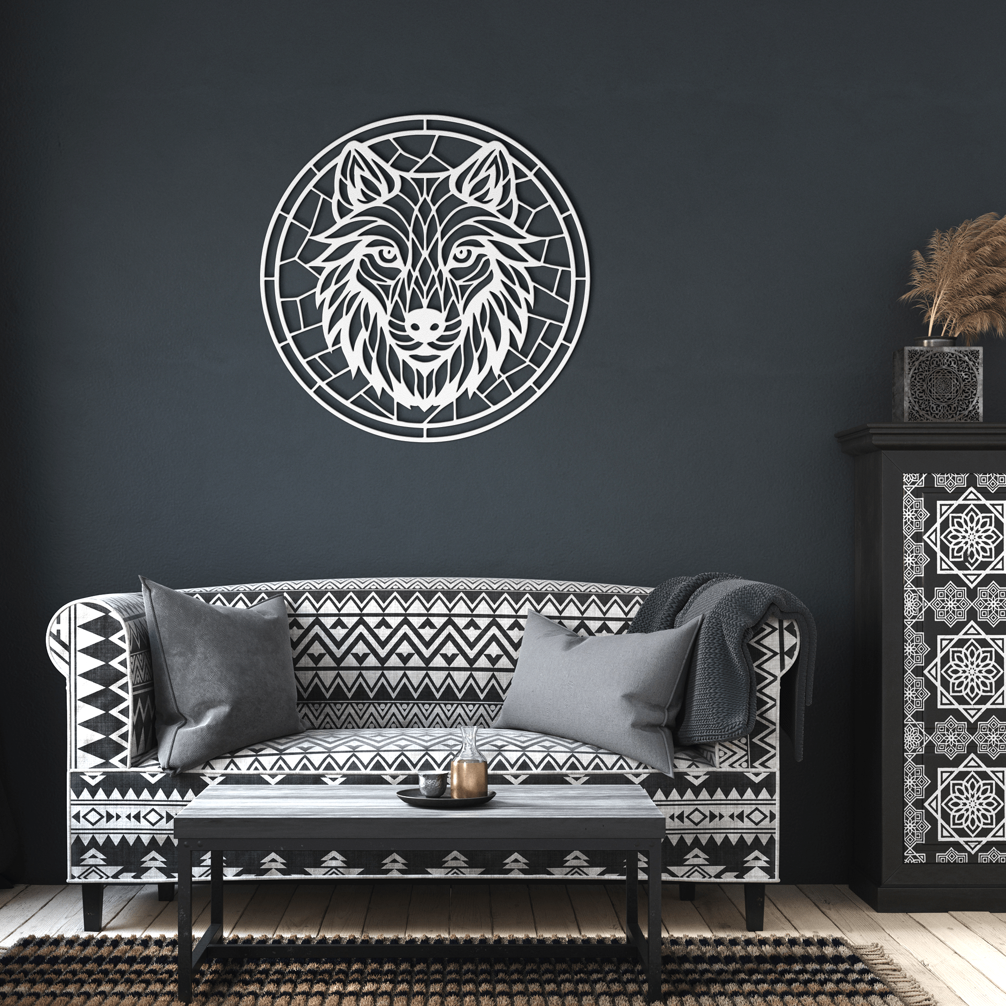 Wolf Mosaic Metal Sign - Cool Metal Signs