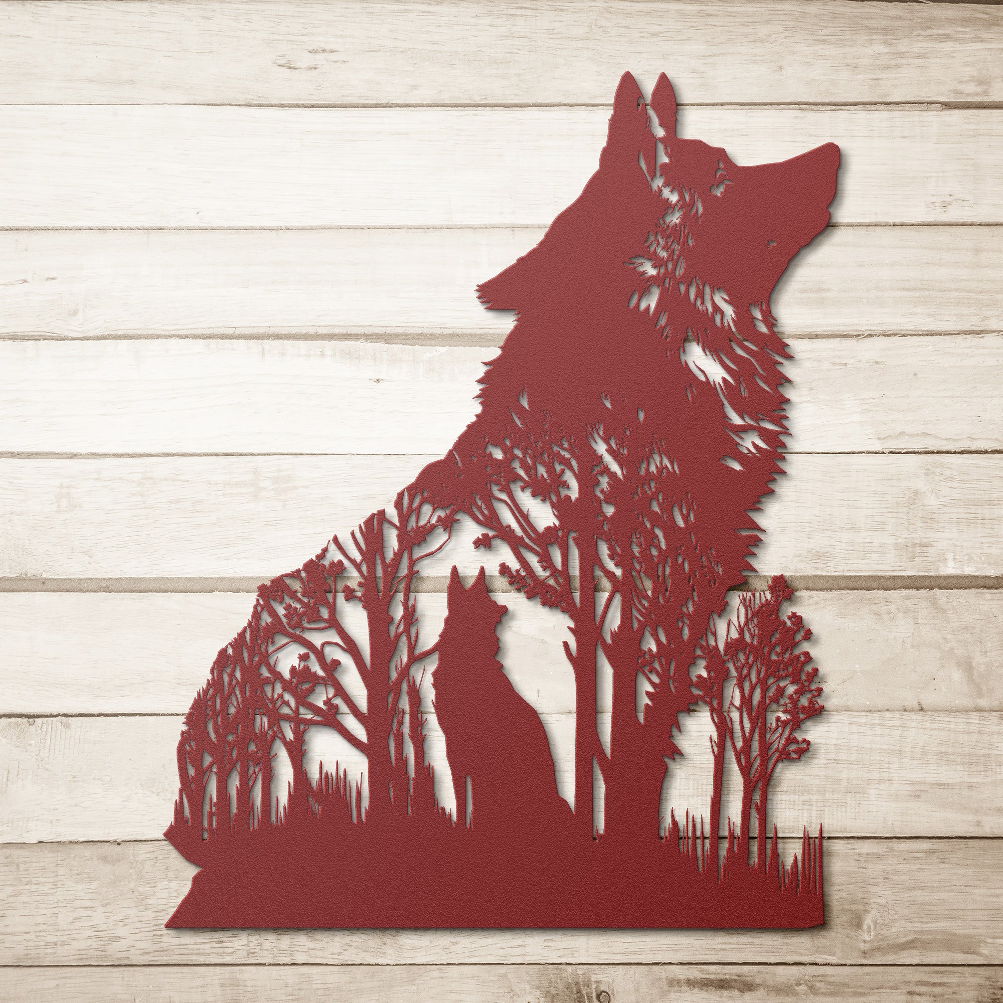 Wolf & Shadow Metal Sign - Cool Metal Signs