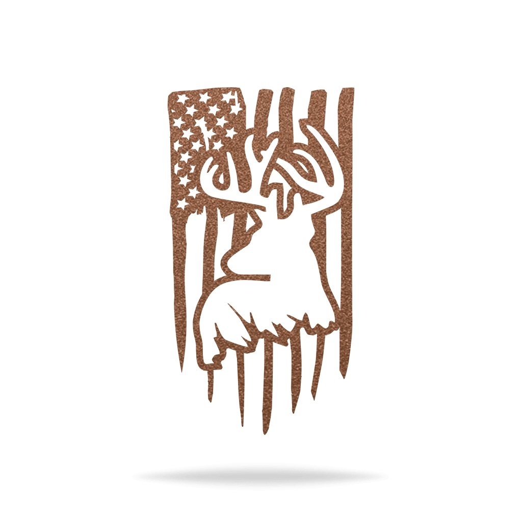 American Flag with Deer - Cool Metal Signs