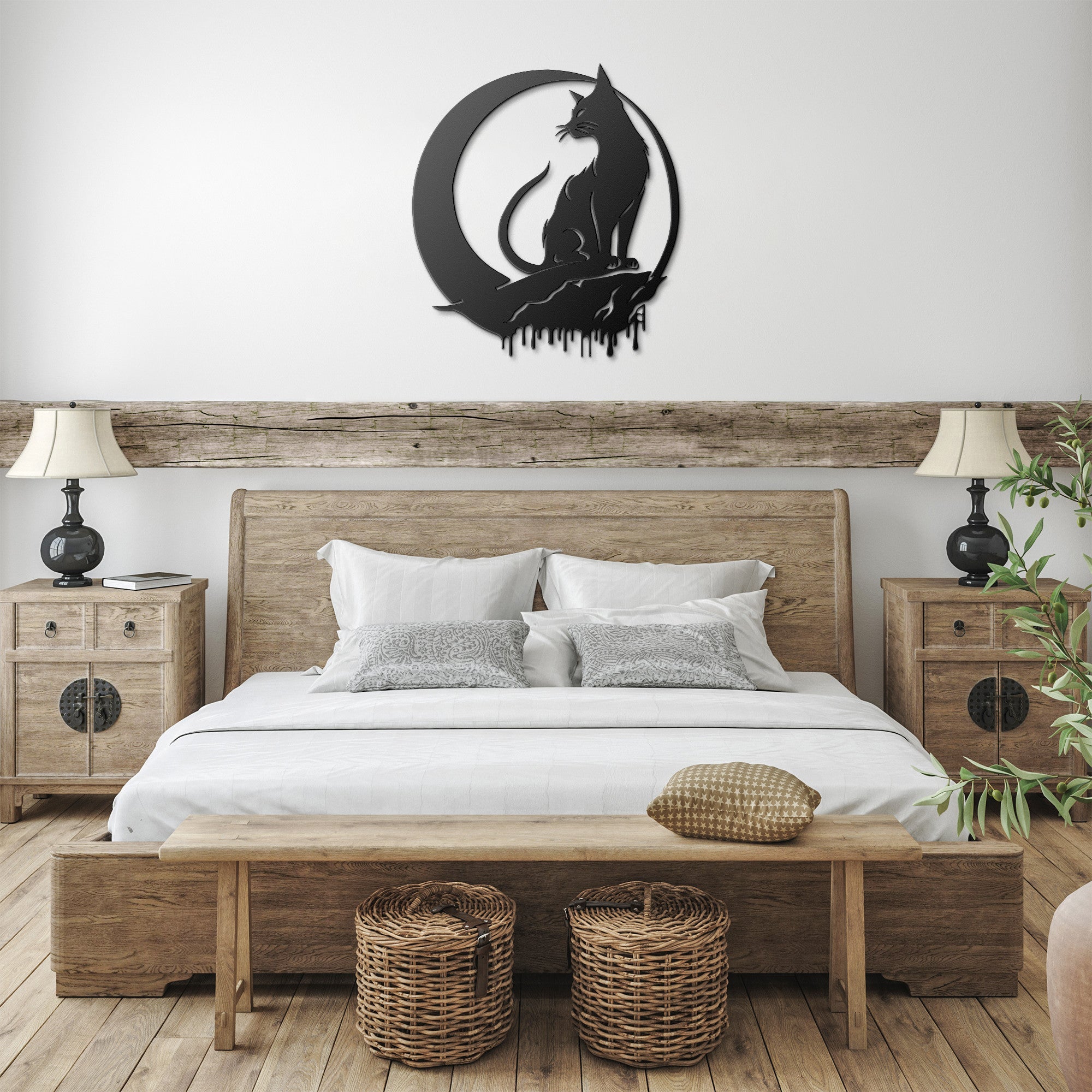 Black Cat Moon Metal Sign - Cool Metal Signs