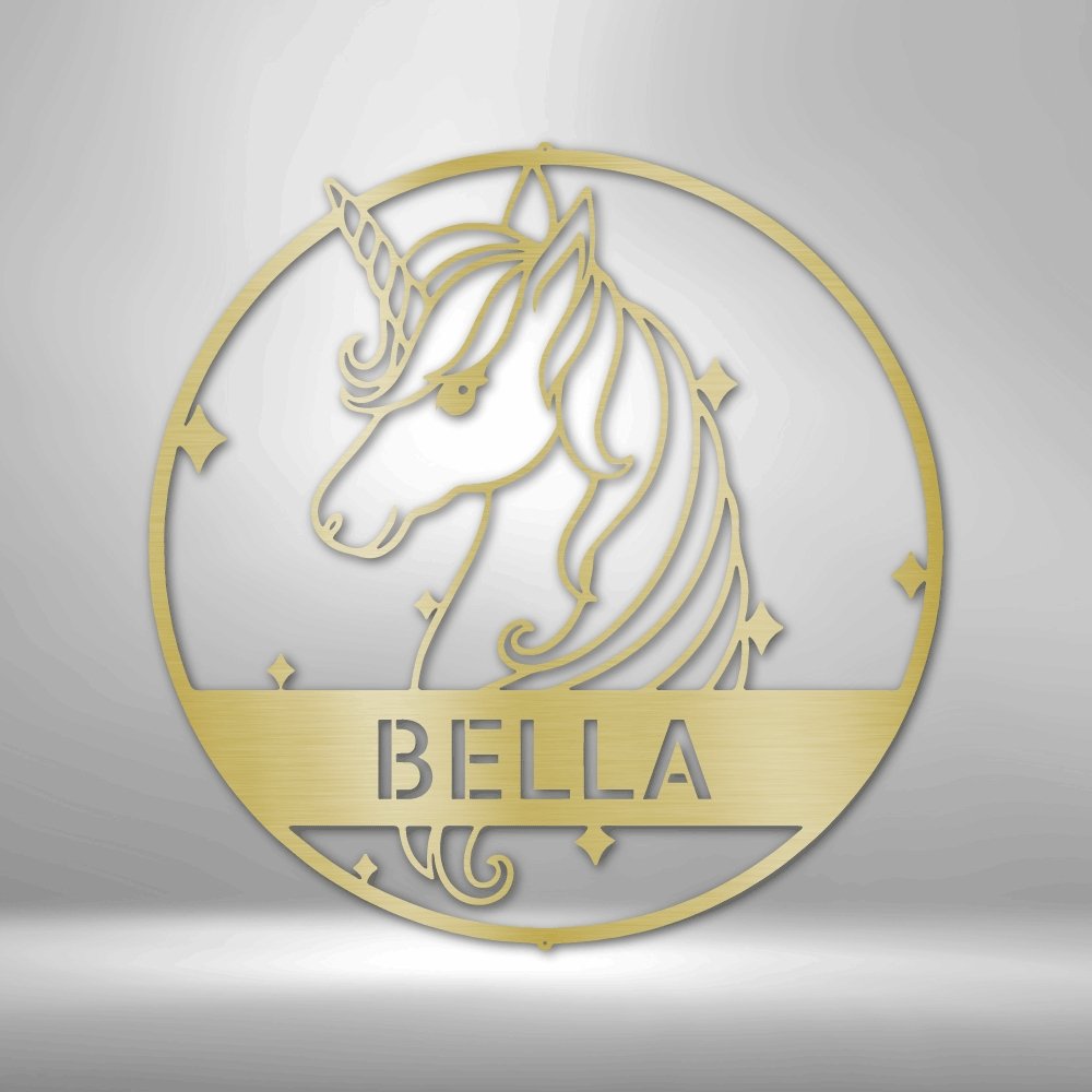 Cute Unicorn Monogram - Steel Sign - Cool Metal Signs