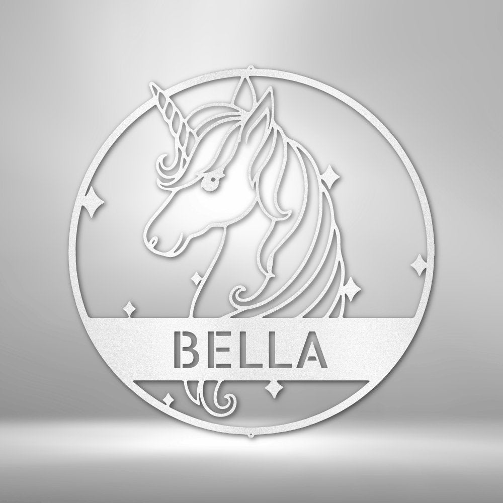 Cute Unicorn Monogram - Steel Sign - Cool Metal Signs
