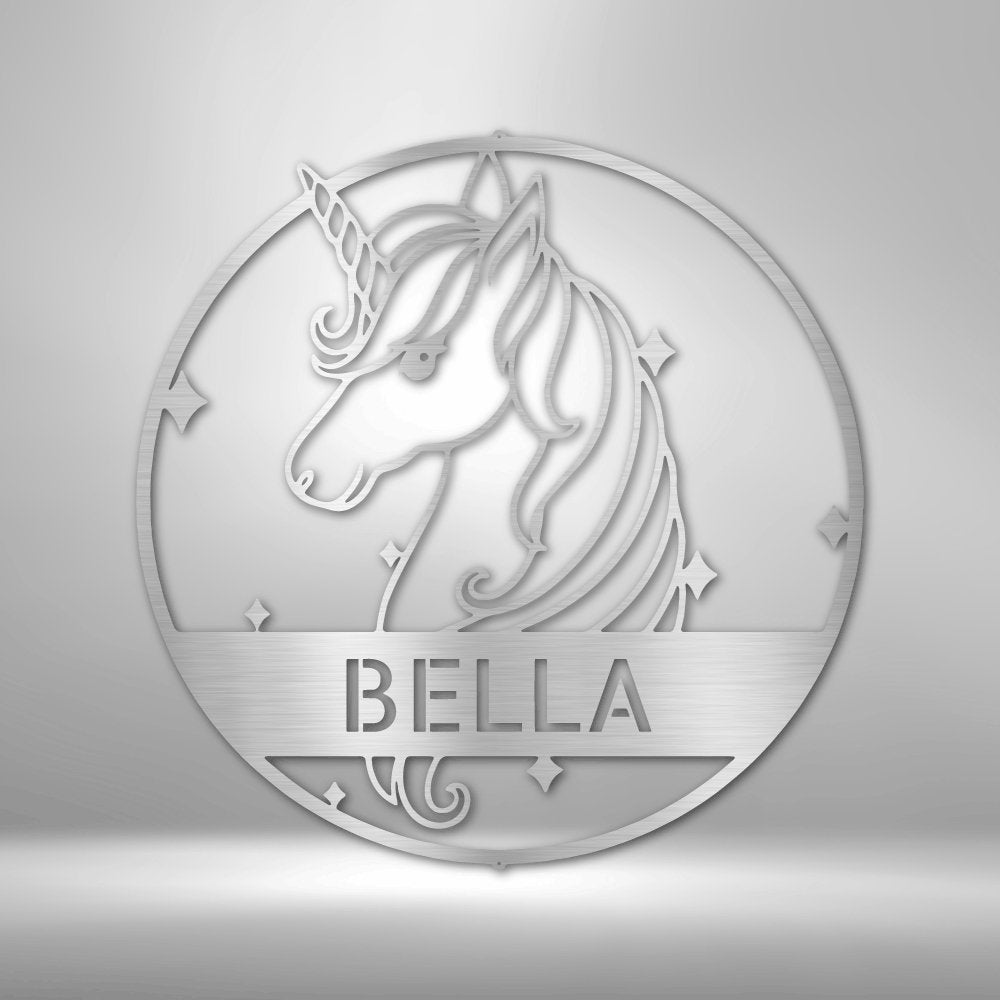 Cute Unicorn Monogram - Steel Sign - Cool Metal Signs
