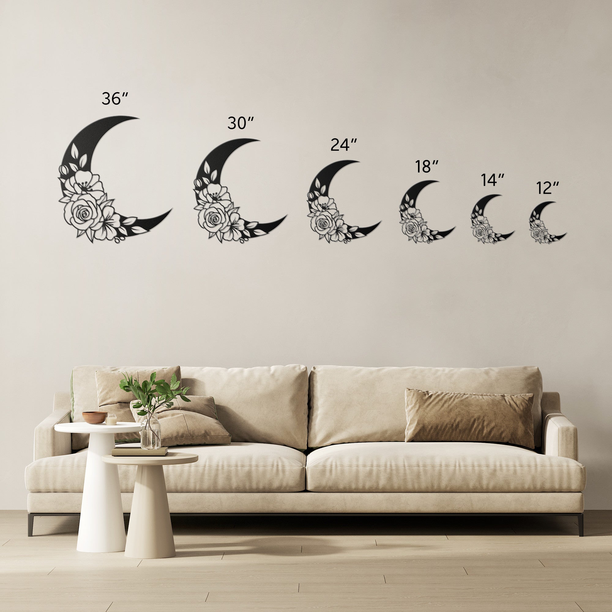 Daises Floral Moon Sign - Cool Metal Signs