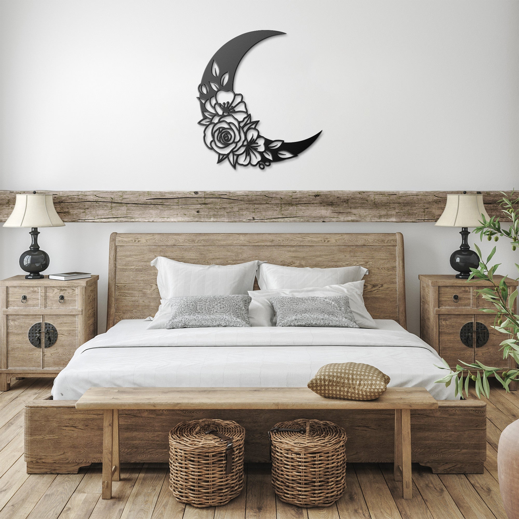Daises Floral Moon Sign - Cool Metal Signs