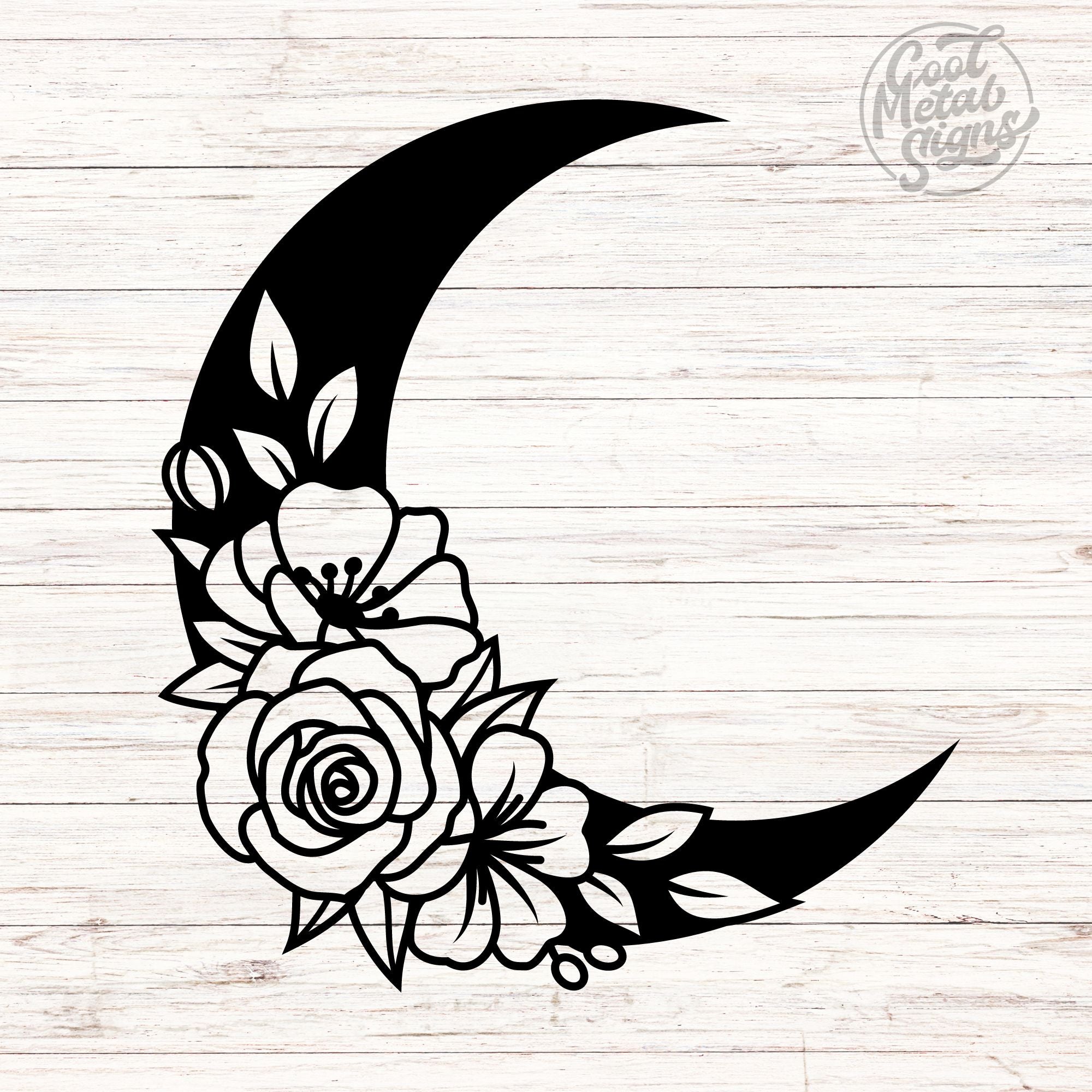 Daisy Floral Moon Sign - Cool Metal Signs