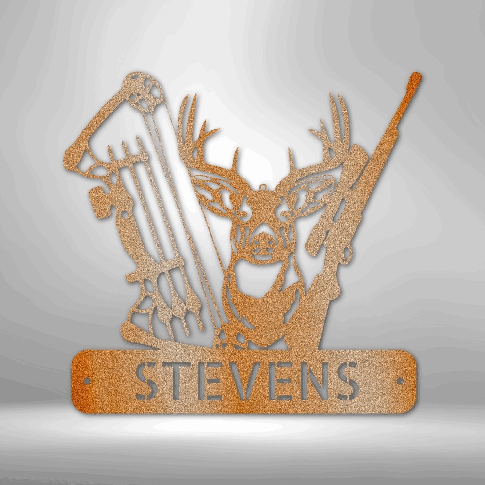 Deer Hunter Monogram - Steel Sign - Cool Metal Signs