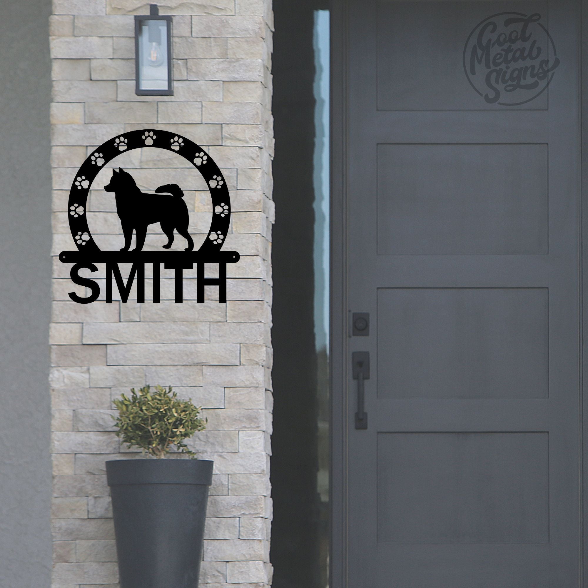 Dog Silhouette Address Sign - Cool Metal Signs