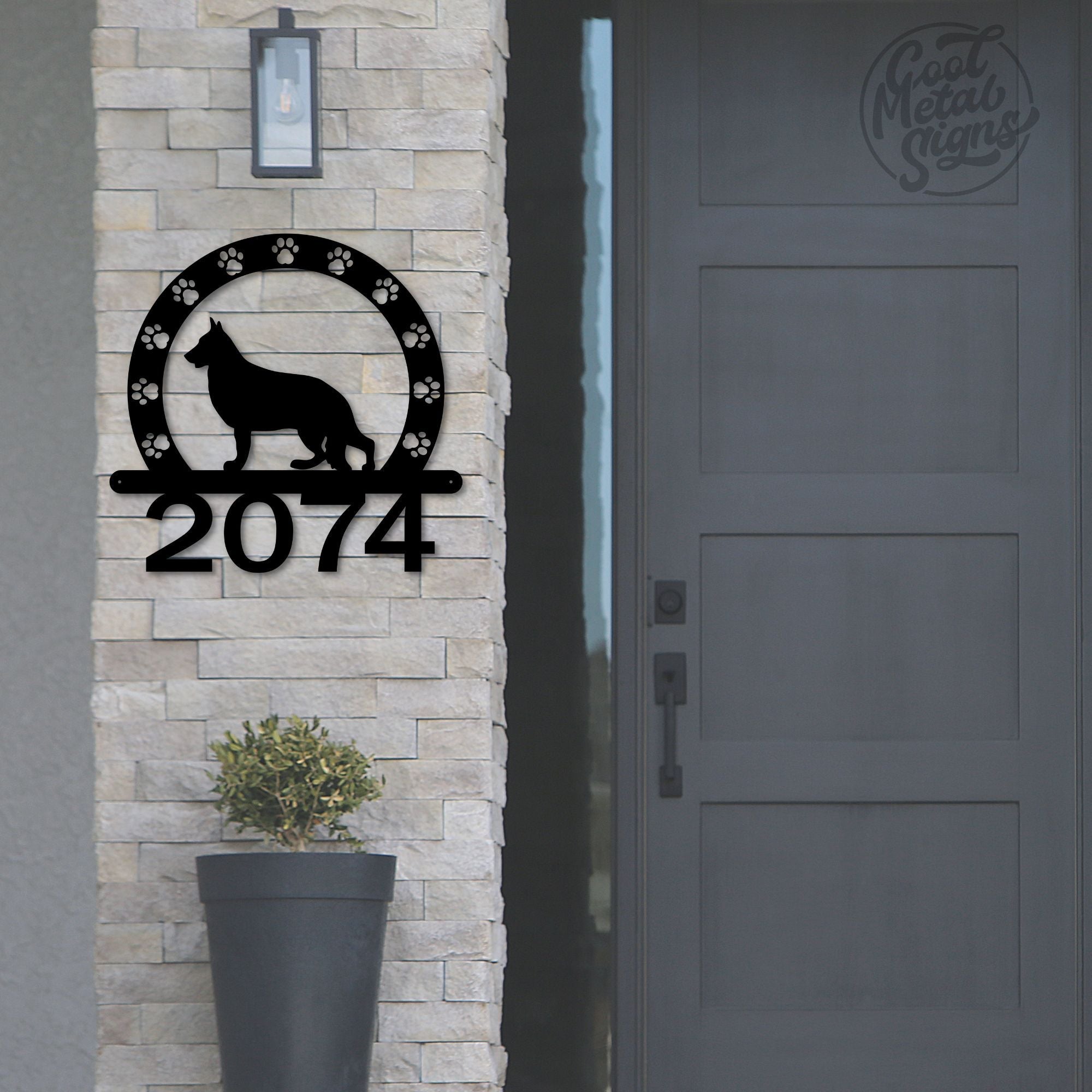 Dog Silhouette Address Sign - Cool Metal Signs
