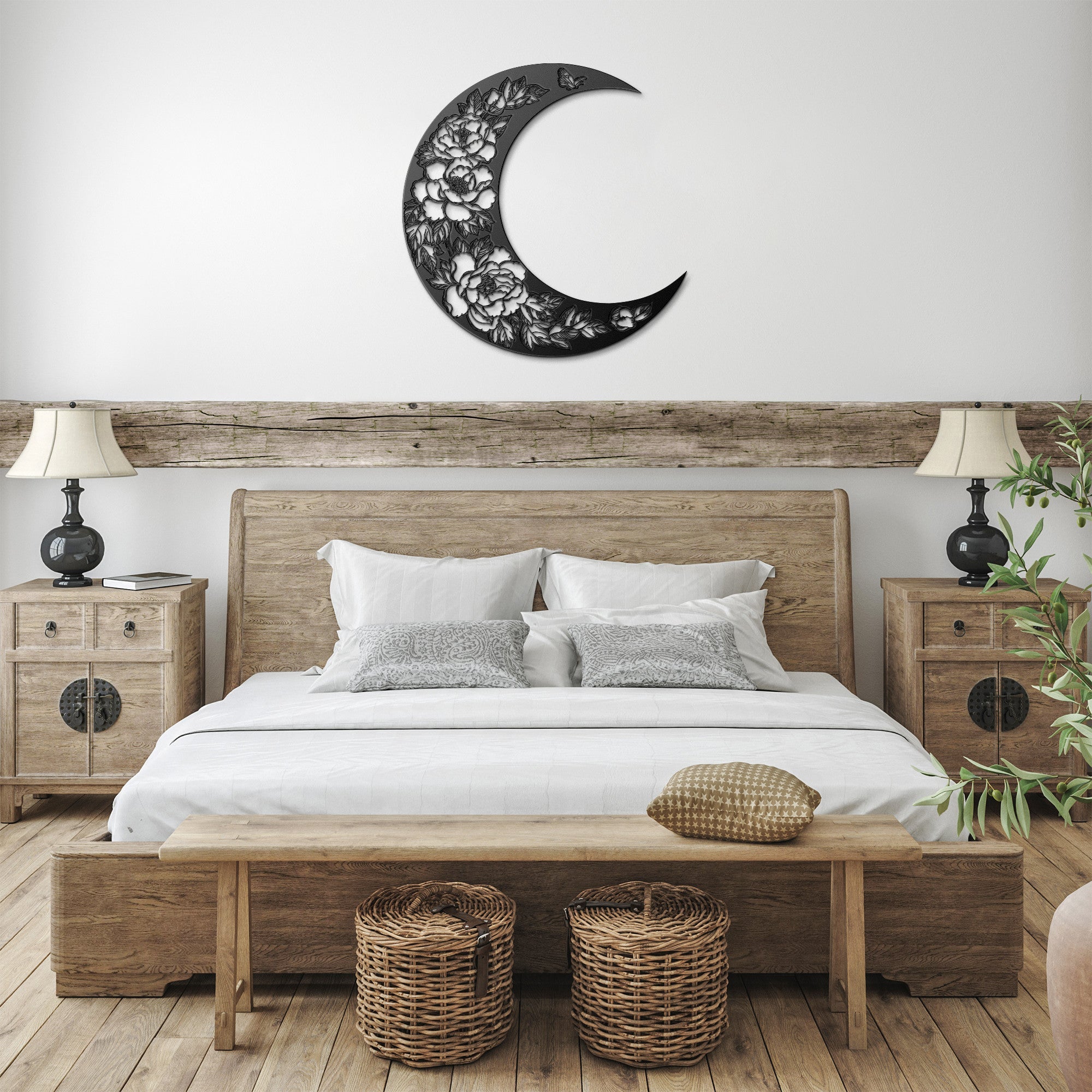 Floral Moon Sign - Cool Metal Signs