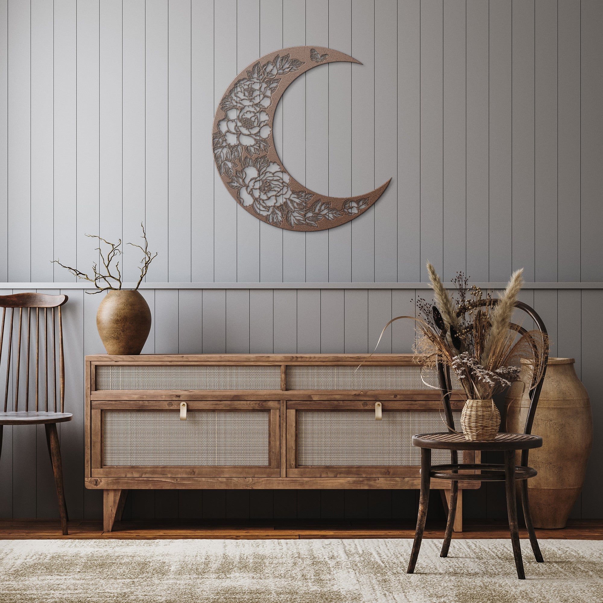 Floral Moon Sign - Cool Metal Signs