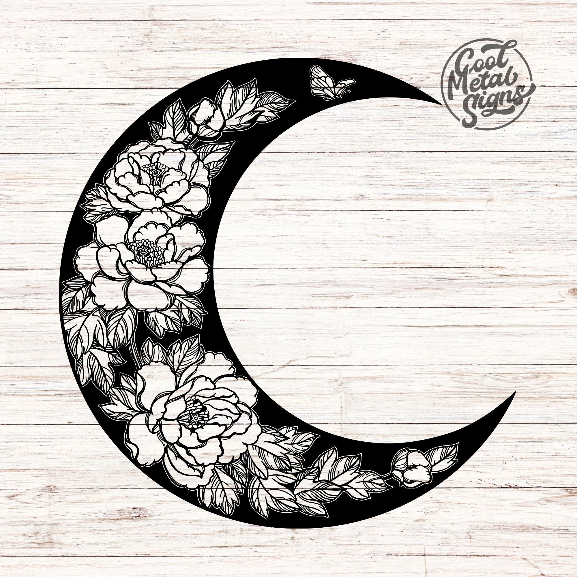 Floral Moon Sign - Cool Metal Signs