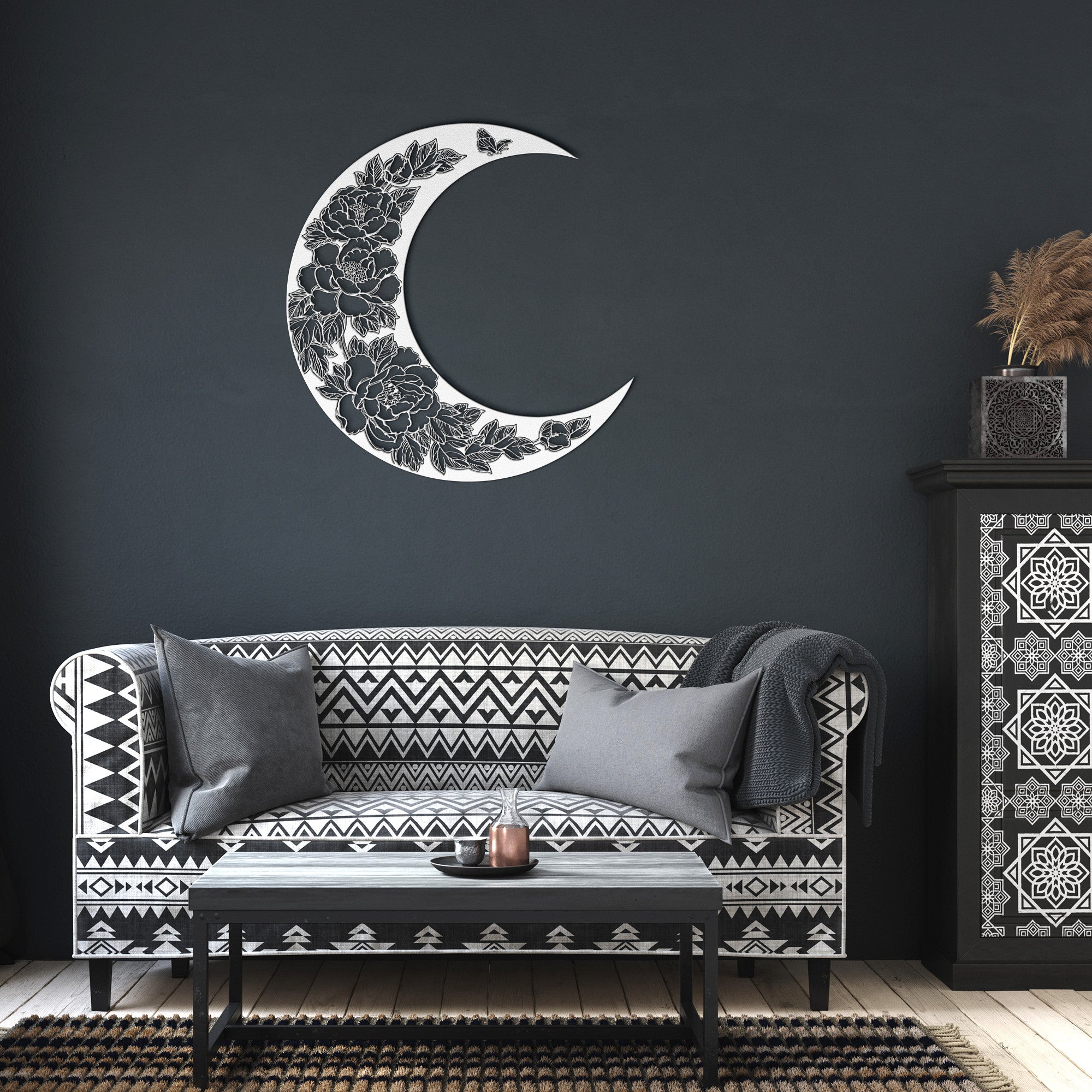 Floral Moon Sign - Cool Metal Signs