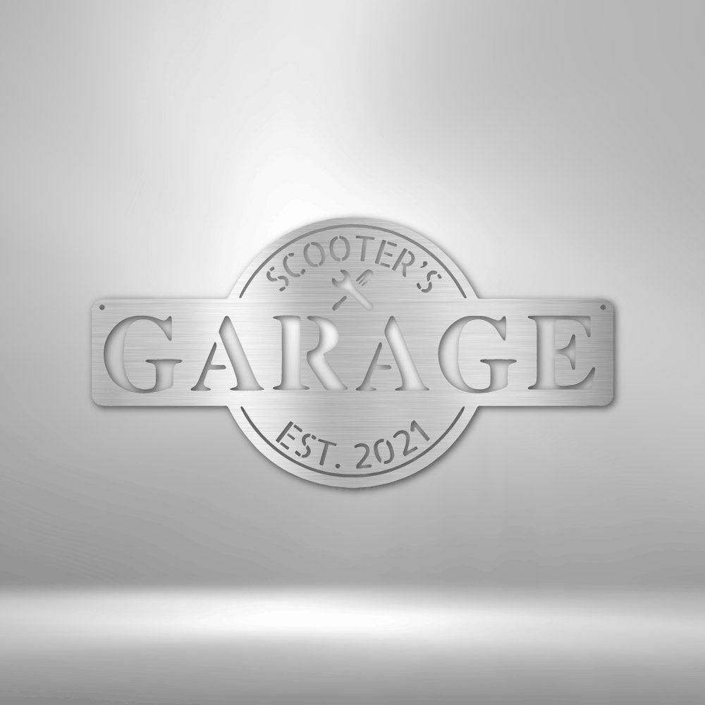 Garage Monogram - Metal Sign - Cool Metal Signs