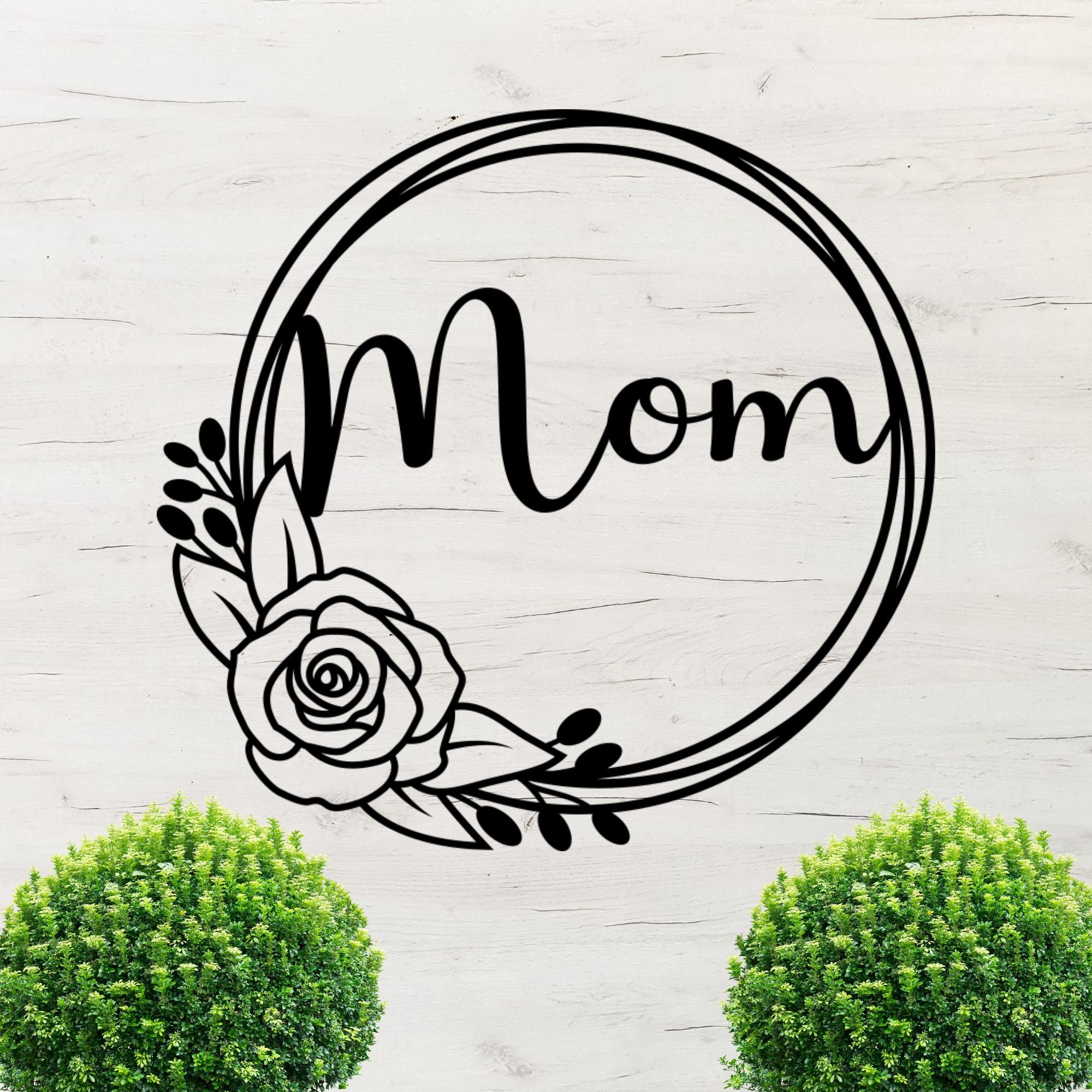 Mom Floral Metal Wreath Sign - Cool Metal Signs