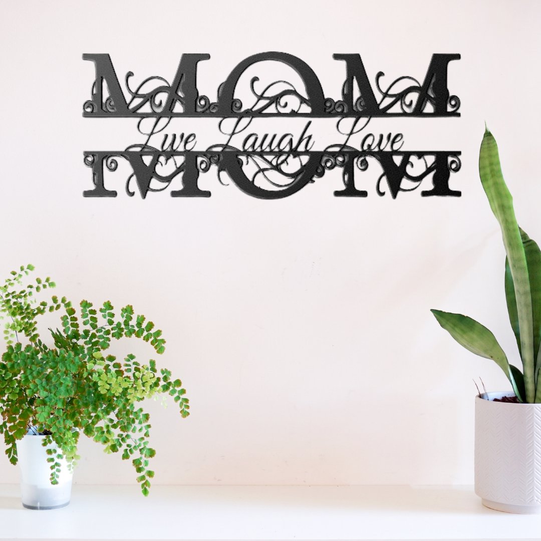 Mom Split Monogram - Live Laugh Love - Cool Metal Signs