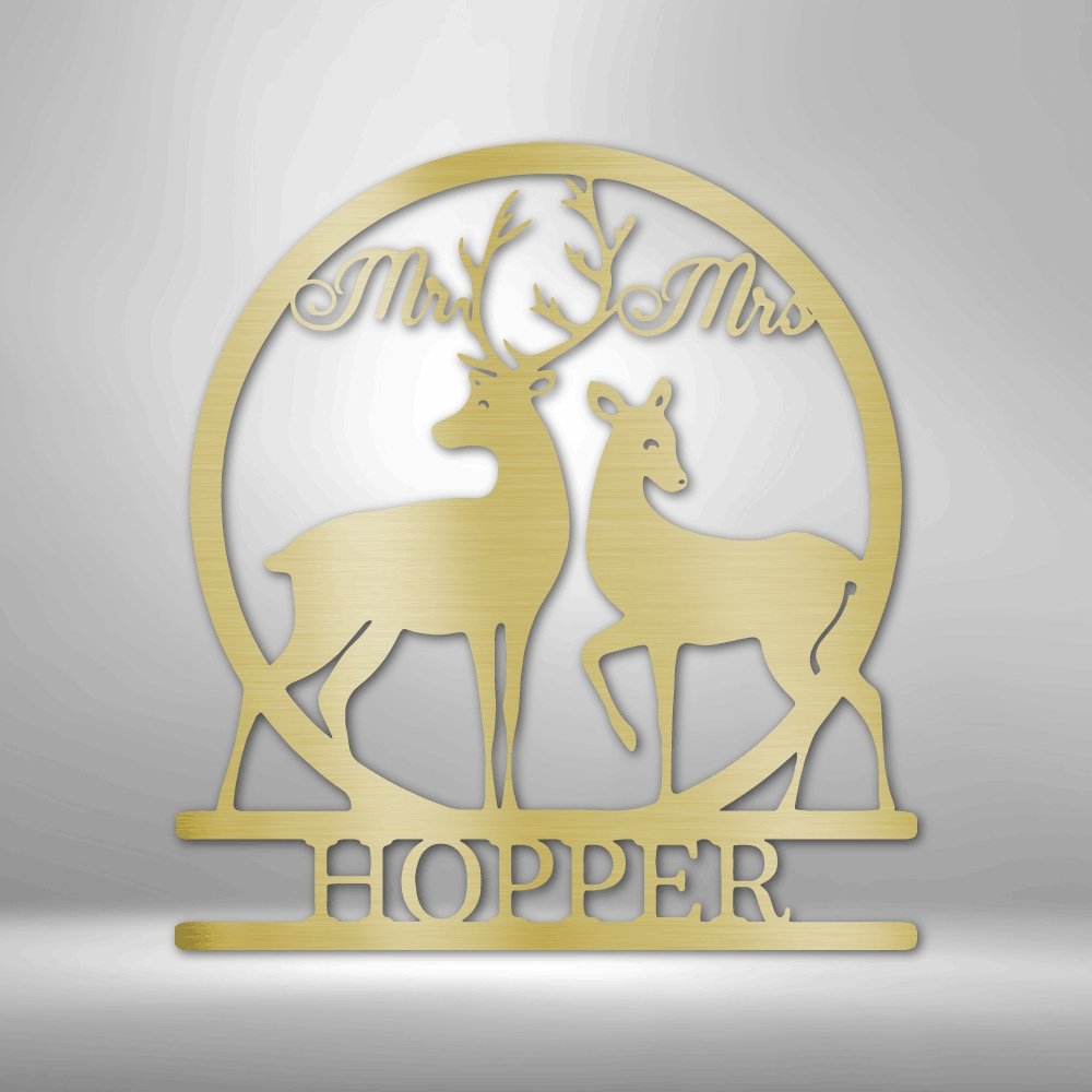 Mr and Mrs Deer Monogram - Steel Sign - Cool Metal Signs