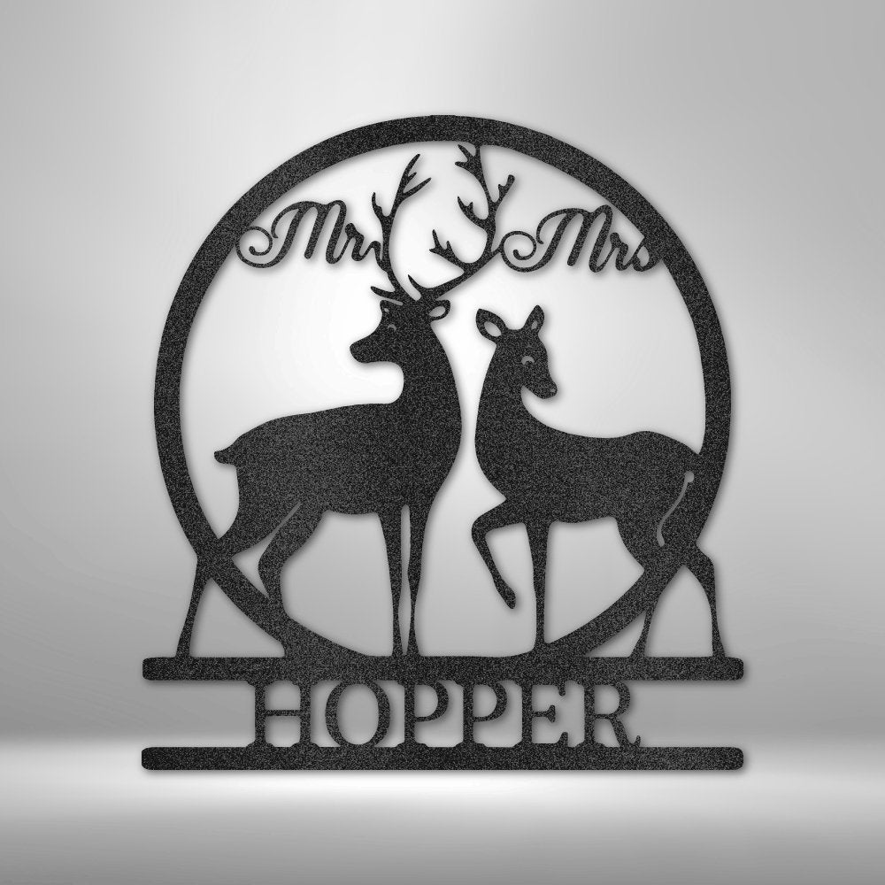 Mr and Mrs Deer Monogram - Steel Sign - Cool Metal Signs