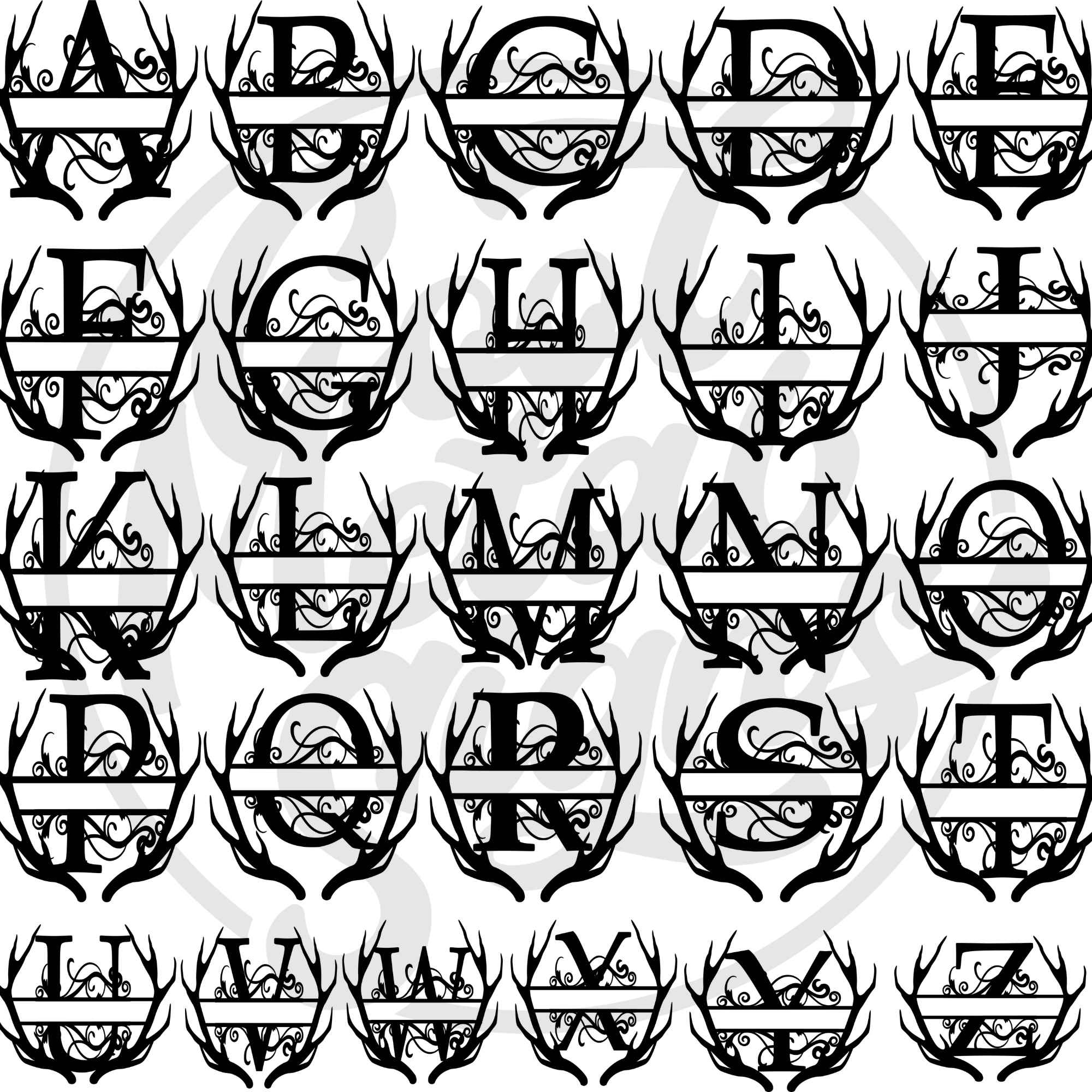 Personalized Antler Swirl Monogram - Cool Metal Signs