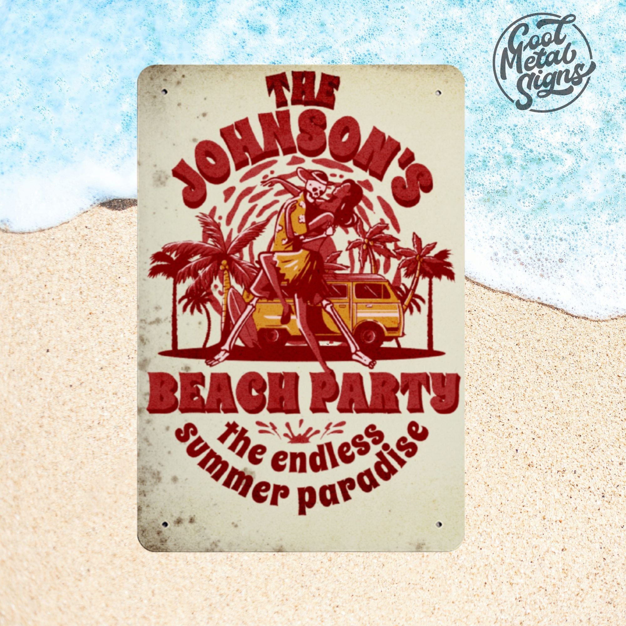 Personalized Beach Party Sign - Cool Metal Signs
