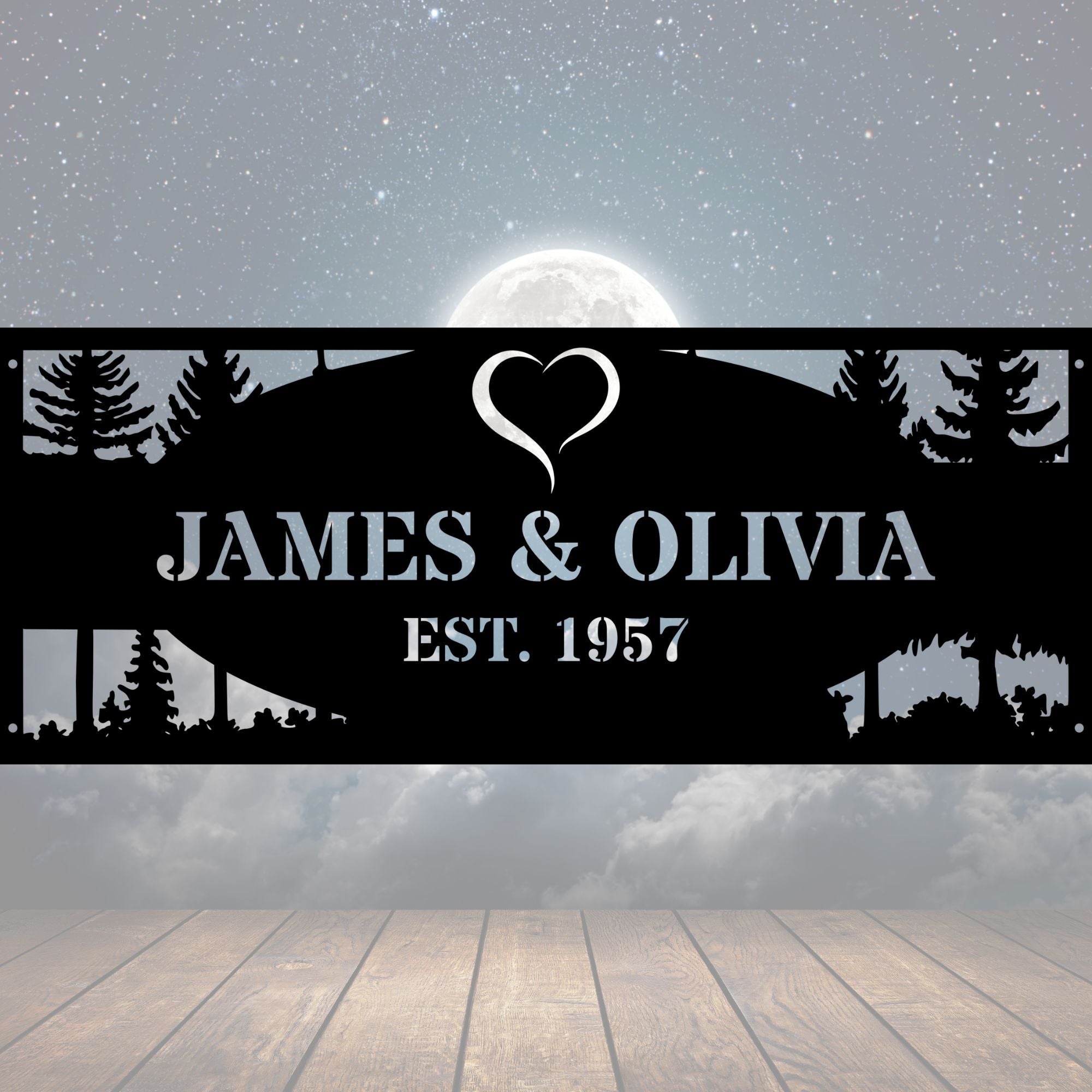 Personalized Couple Fire Pit Ring - Cool Metal Signs