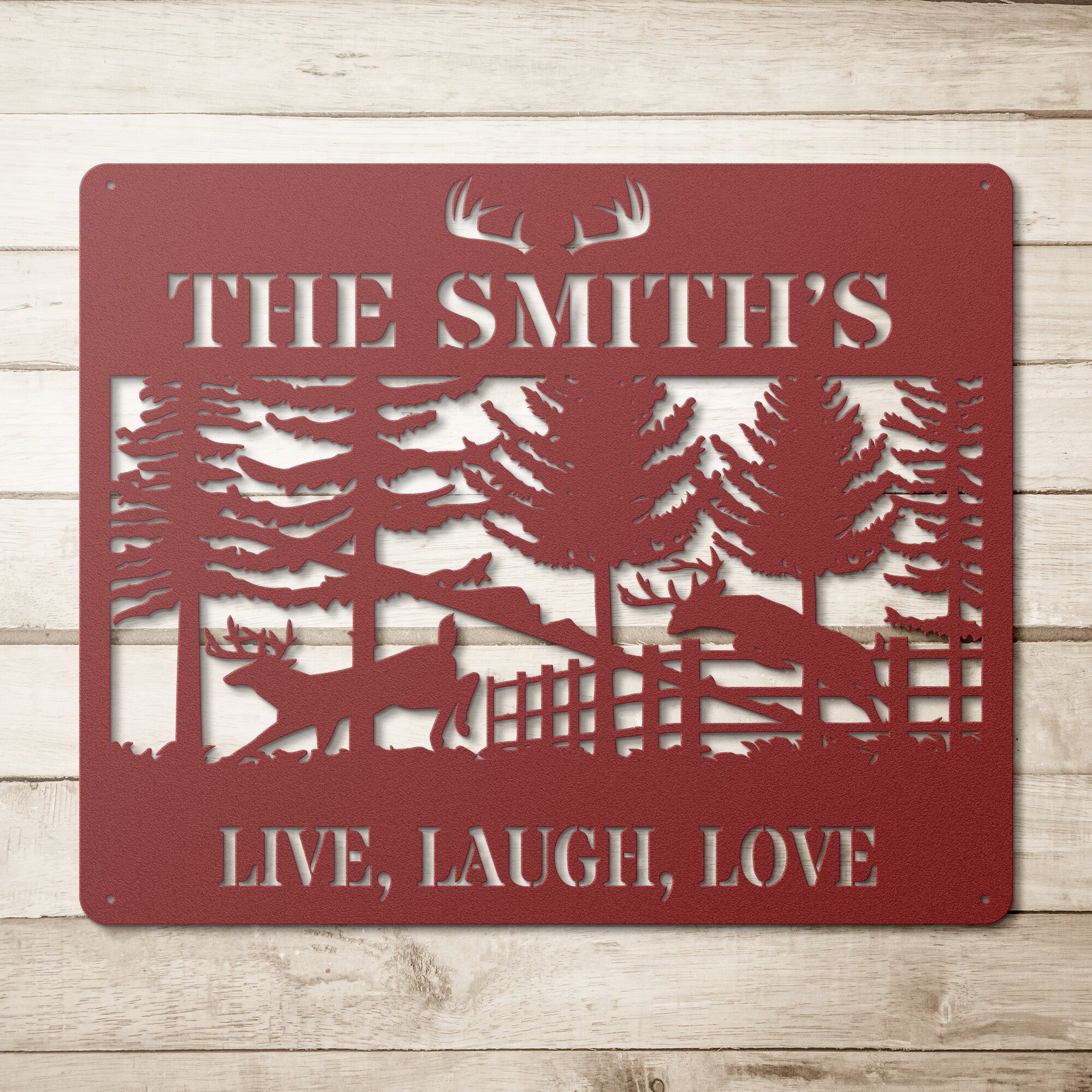 Personalized Deer Scene Family Sign - Cool Metal Signs