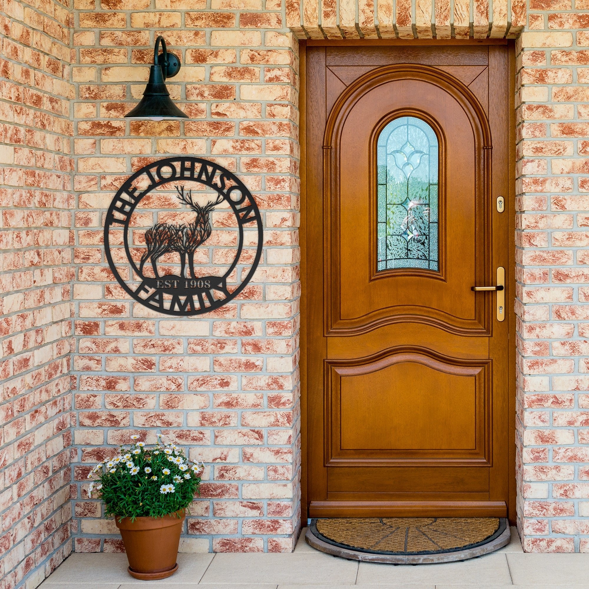 Personalized Deer Tree Round Sign - Cool Metal Signs