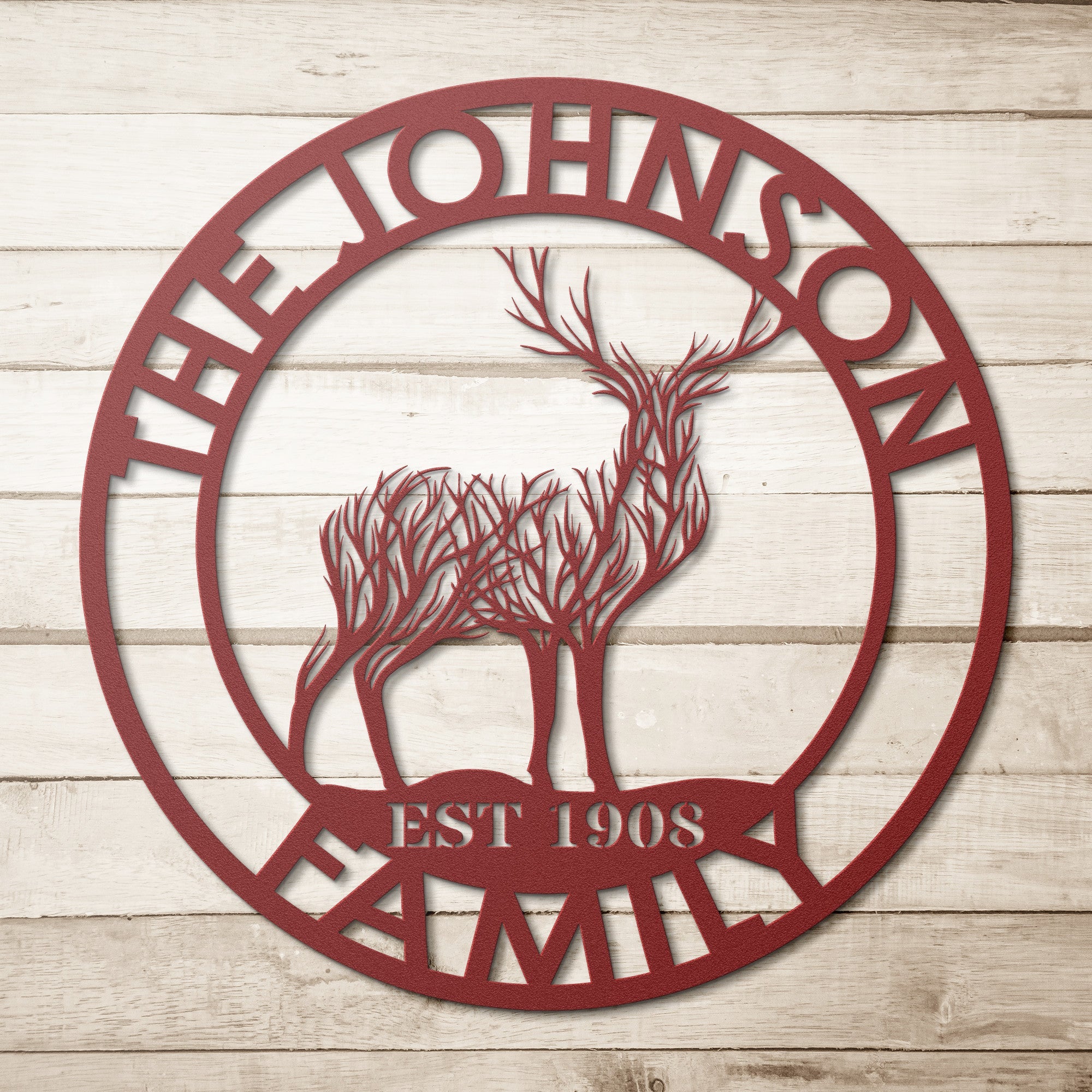 Personalized Deer Tree Round Sign - Cool Metal Signs