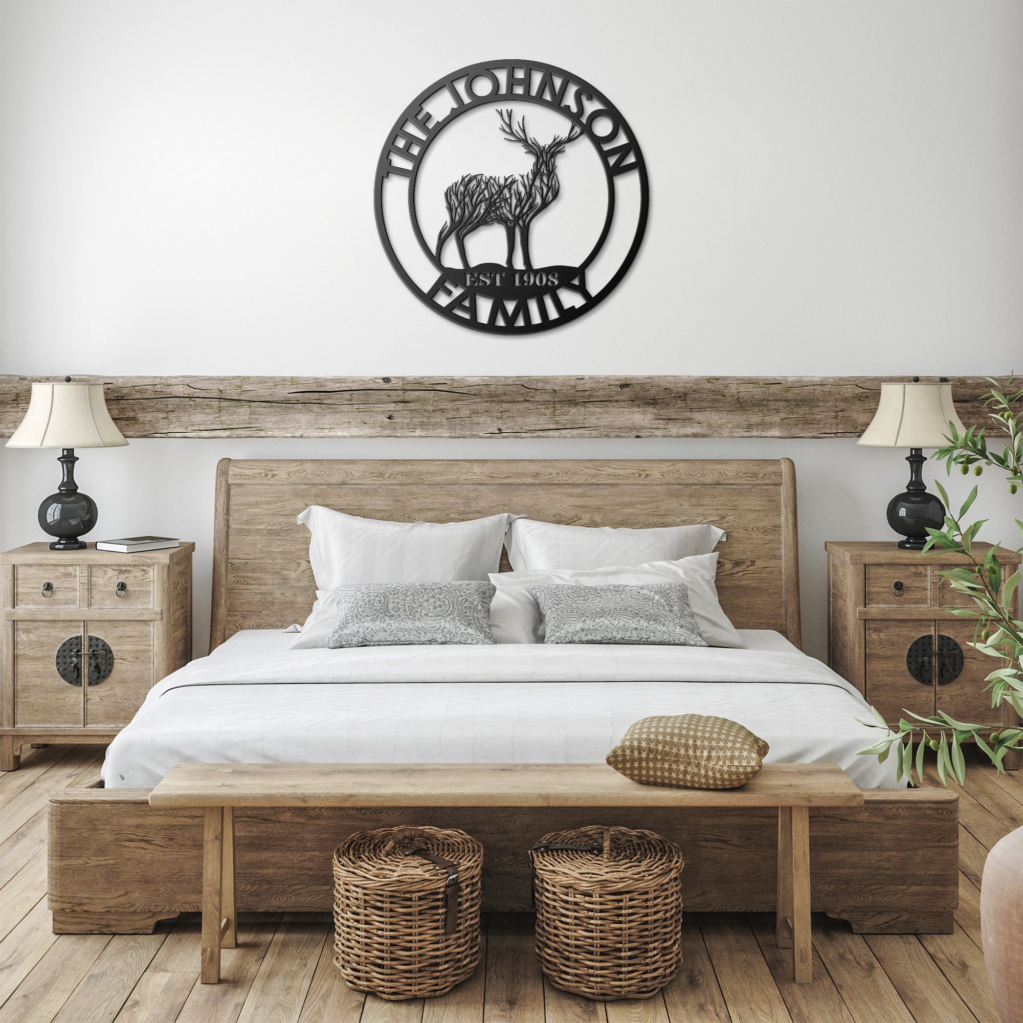 Personalized Deer Tree Round Sign - Cool Metal Signs