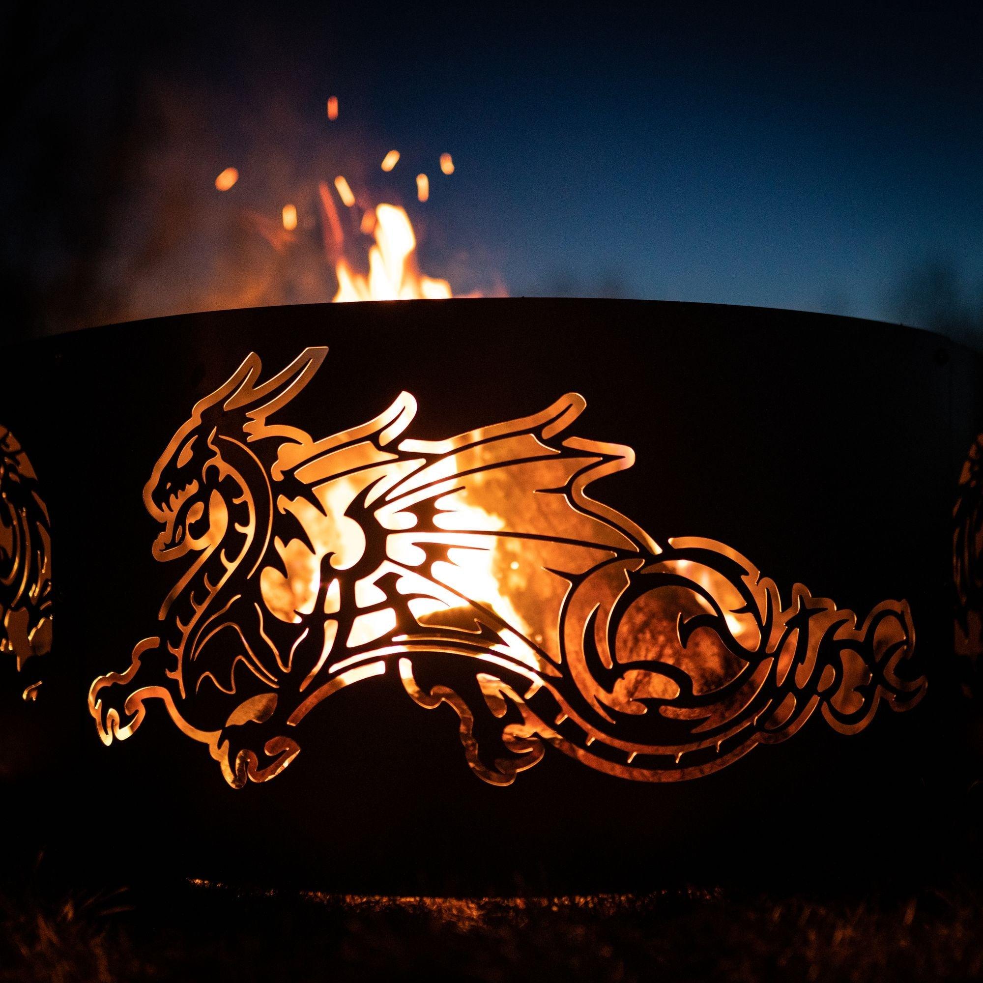 Personalized Dragon Fire Pit Ring - Cool Metal Signs