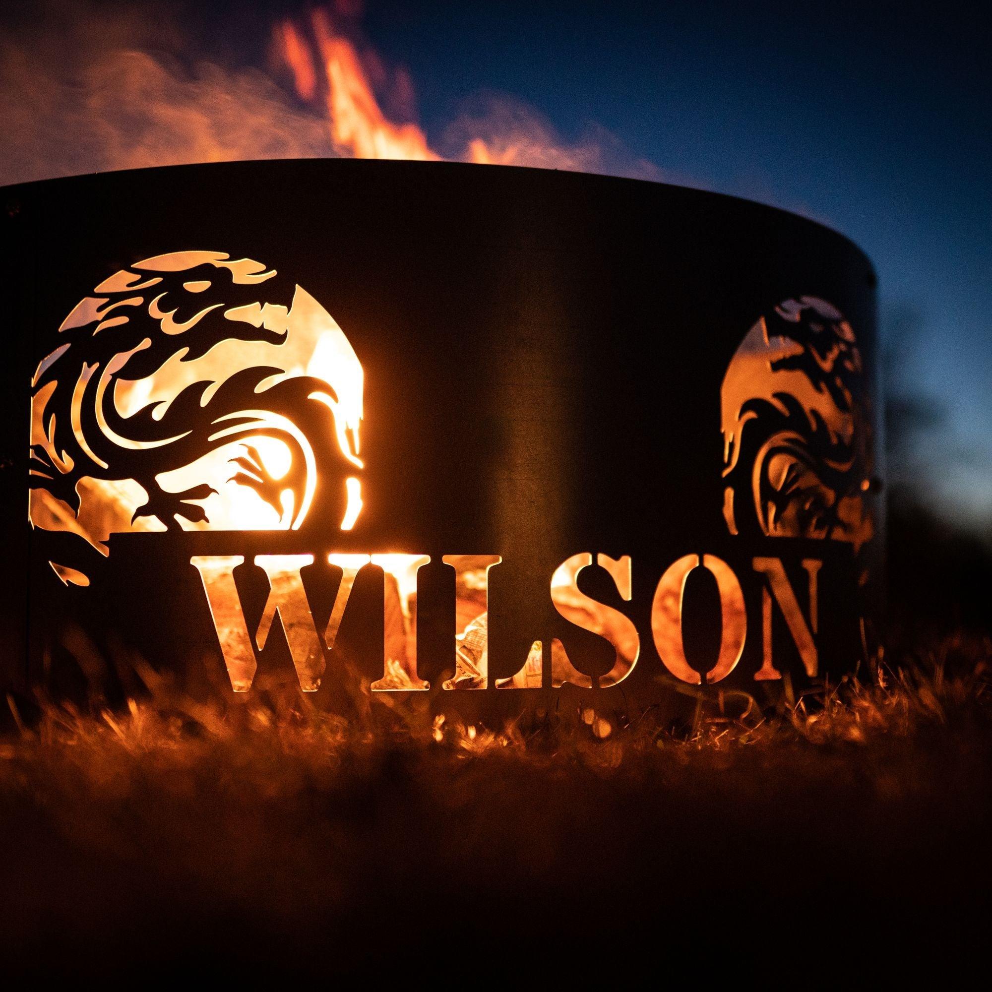 Personalized Dragon Fire Pit Ring - Cool Metal Signs