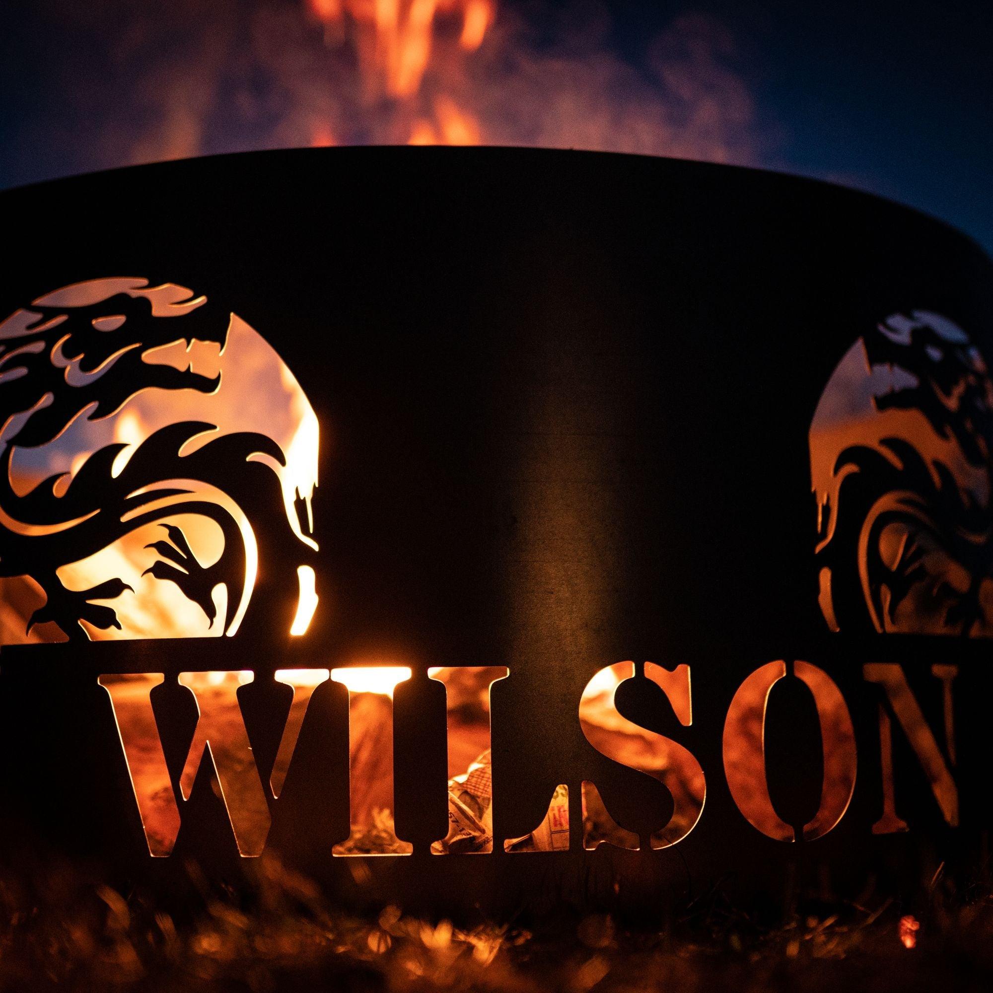 Personalized Dragon Fire Pit Ring - Cool Metal Signs