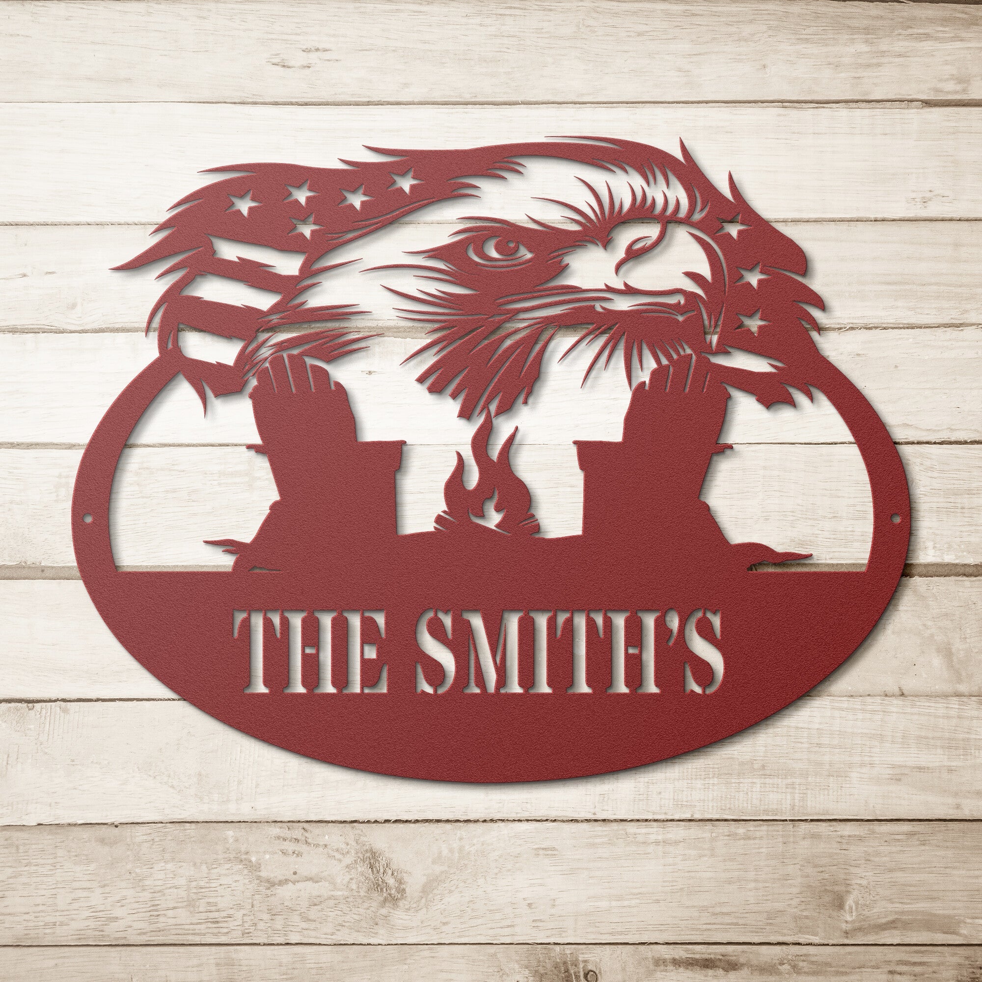 Personalized Eagle Fire Pit Sign - Cool Metal Signs